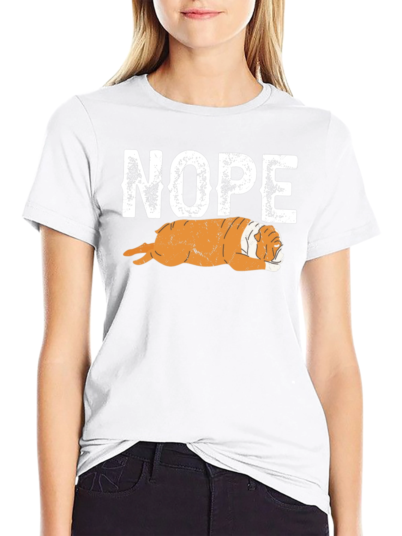 Nope Bulldog Graphic T-Shirt - Relaxed Fit