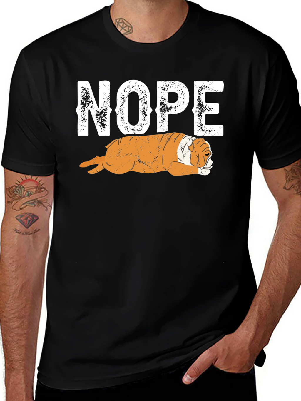 Nope Bulldog Graphic T-Shirt - Relaxed Fit