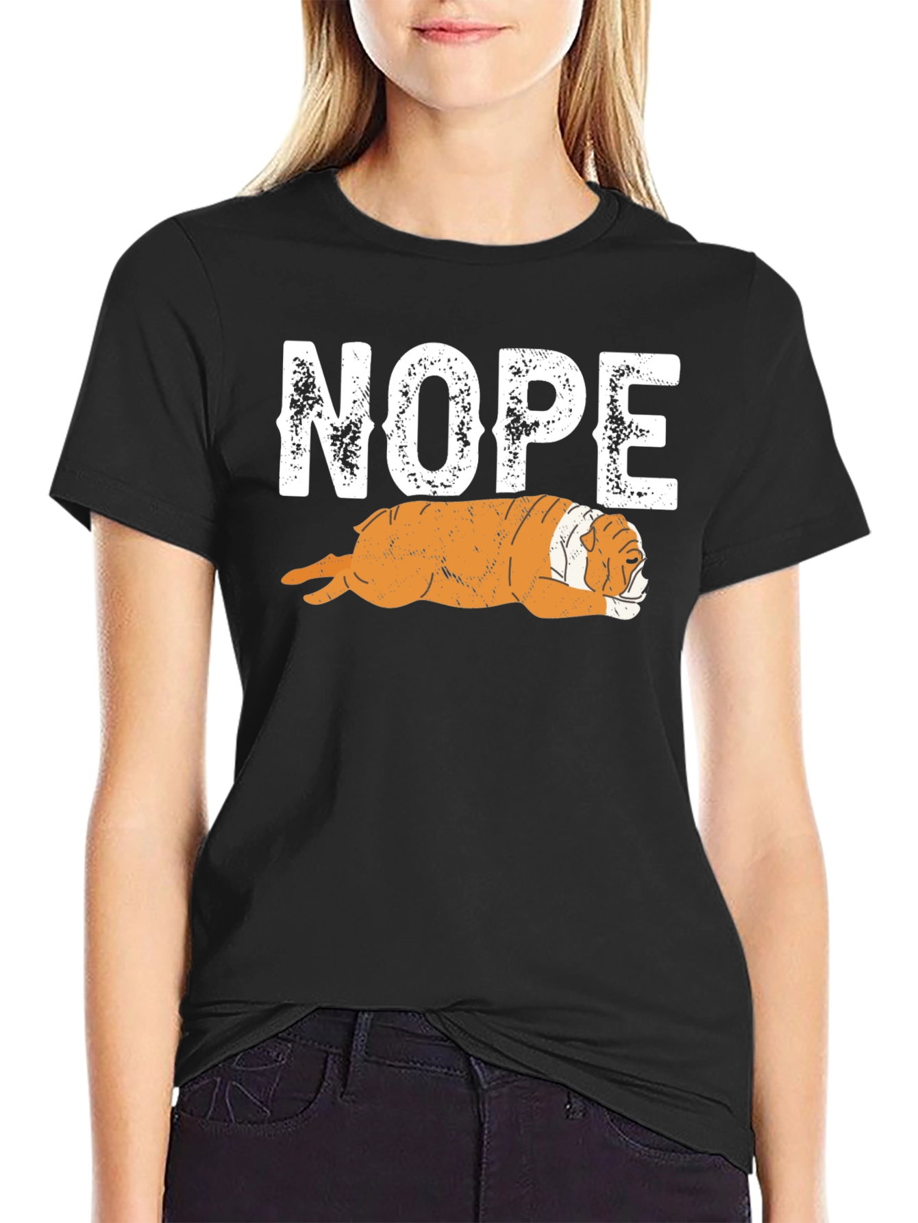 Nope Bulldog Graphic T-Shirt - Relaxed Fit