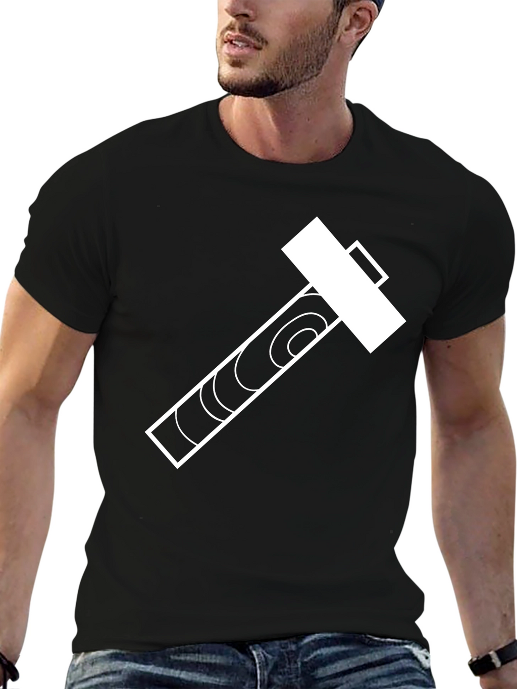 Hammer Graphic Tee - Black Cotton Blend Casual Shirt