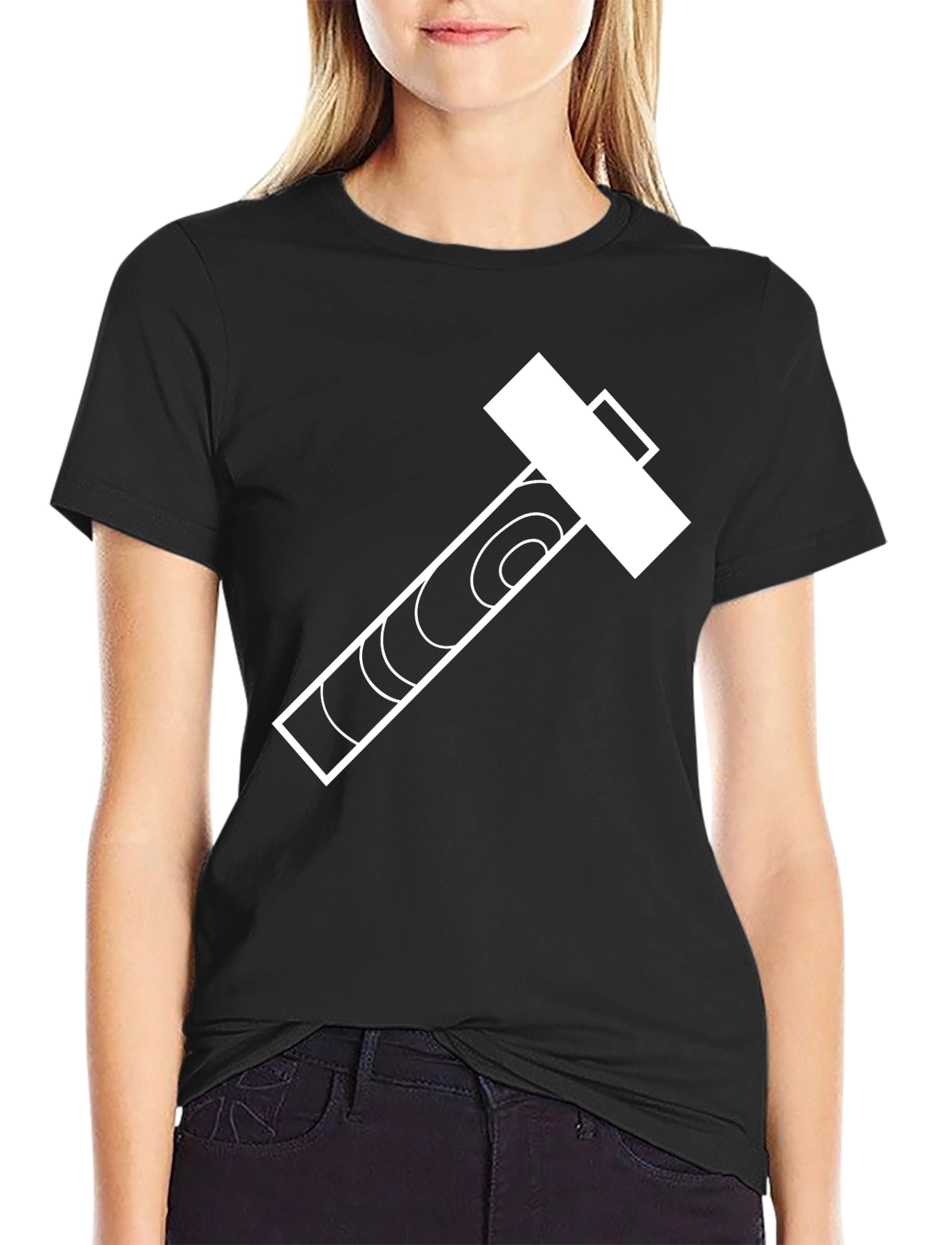 Hammer Graphic Tee - Black Cotton Blend Casual Shirt
