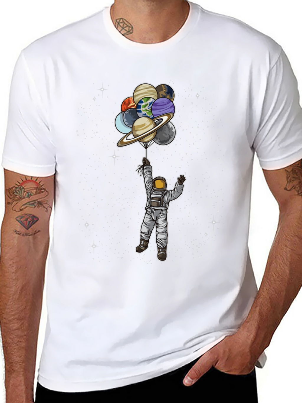 Astronaut Planets Balloon Graphic Tee