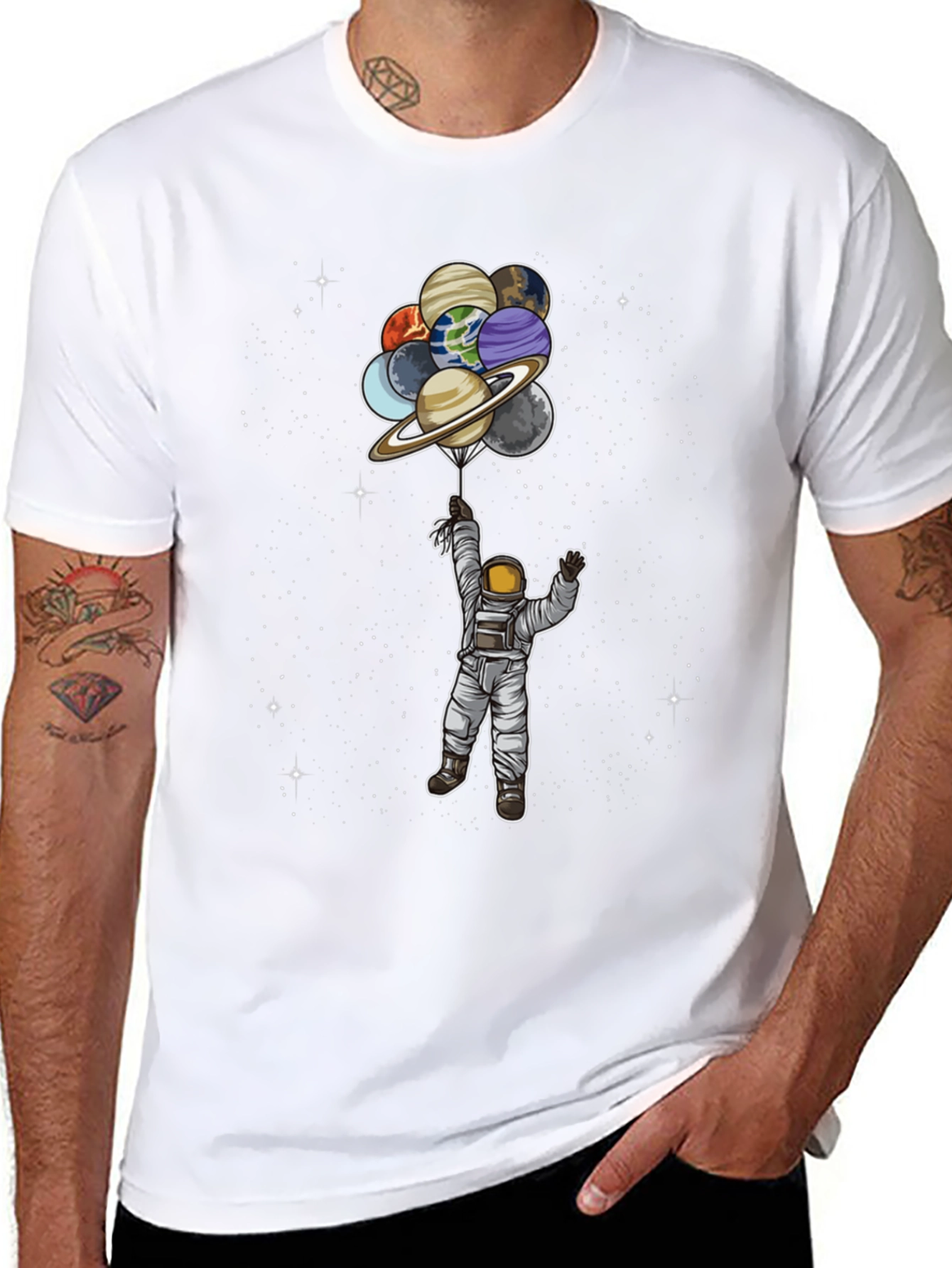 Astronaut Planets Balloon Graphic Tee