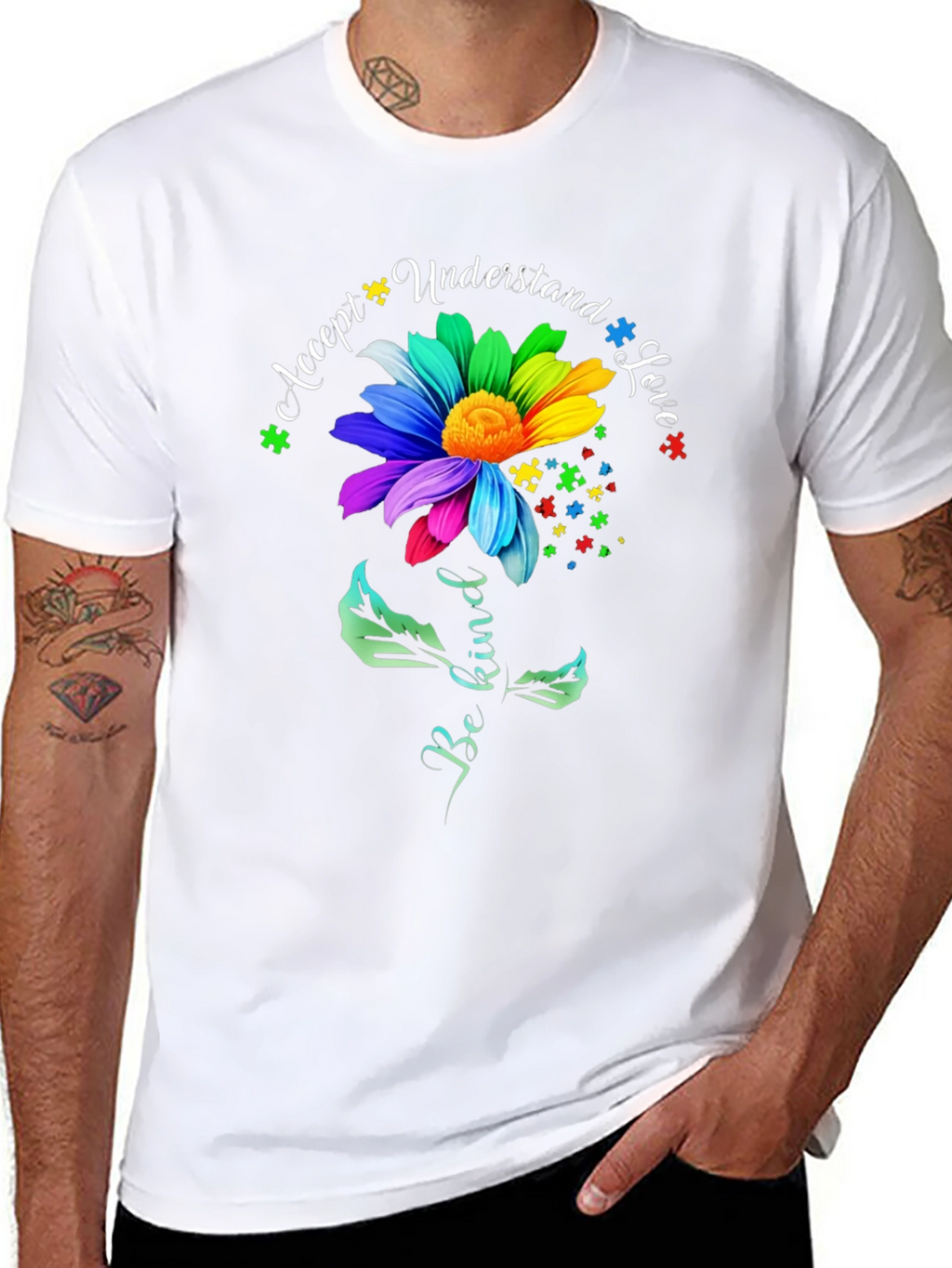 Autism Awareness Flower Graphic T-Shirt