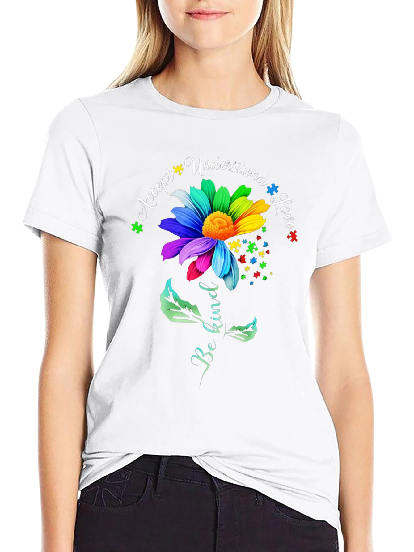 Autism Awareness Flower Graphic T-Shirt