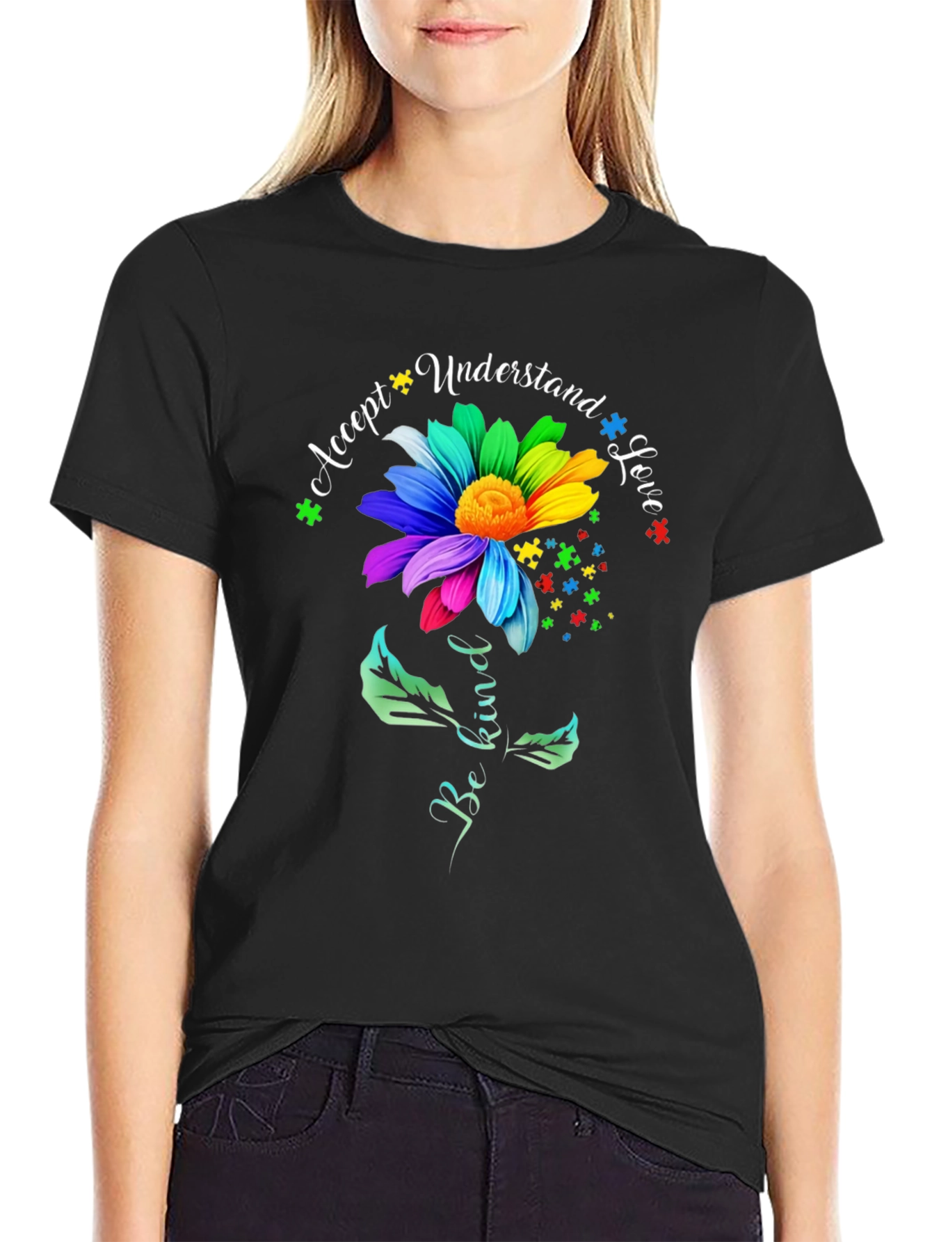 Autism Awareness Flower Graphic T-Shirt