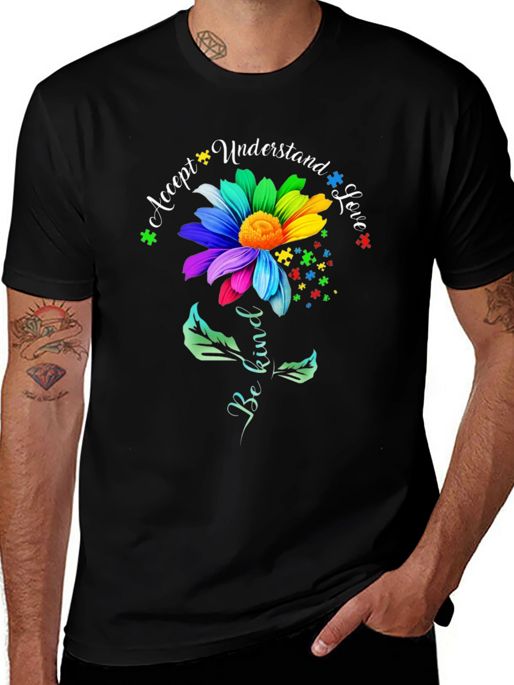 Autism Awareness Flower Graphic T-Shirt