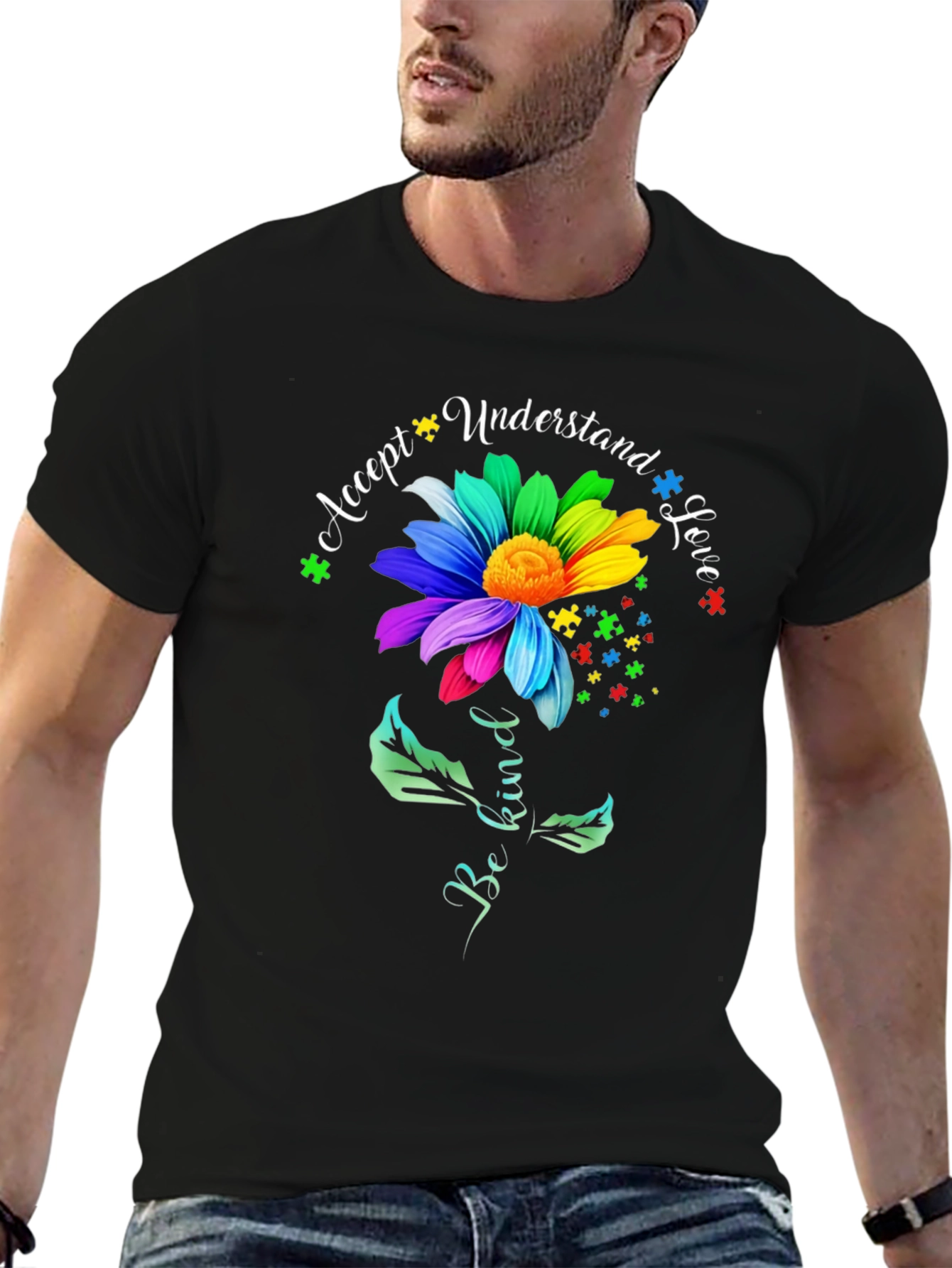 Autism Awareness Flower Graphic T-Shirt