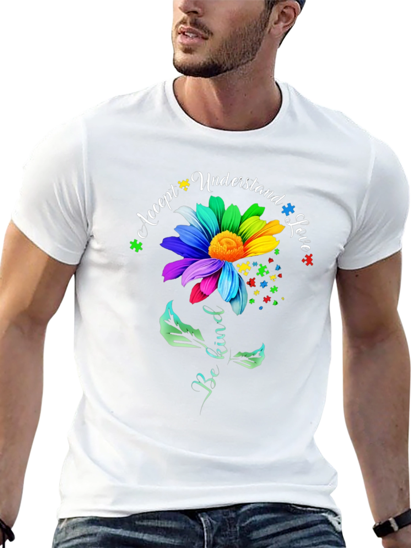 Autism Awareness Flower Graphic T-Shirt