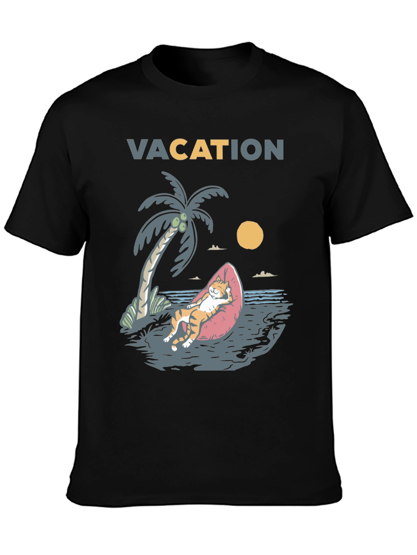 Vacation Cat Graphic T-Shirt - Relaxed Fit