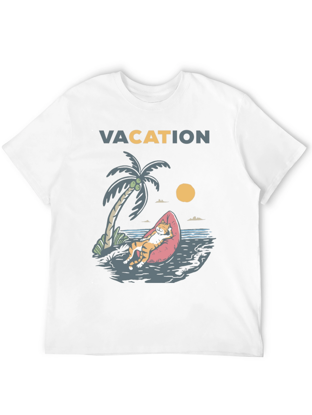 Vacation Cat Graphic T-Shirt - Relaxed Fit