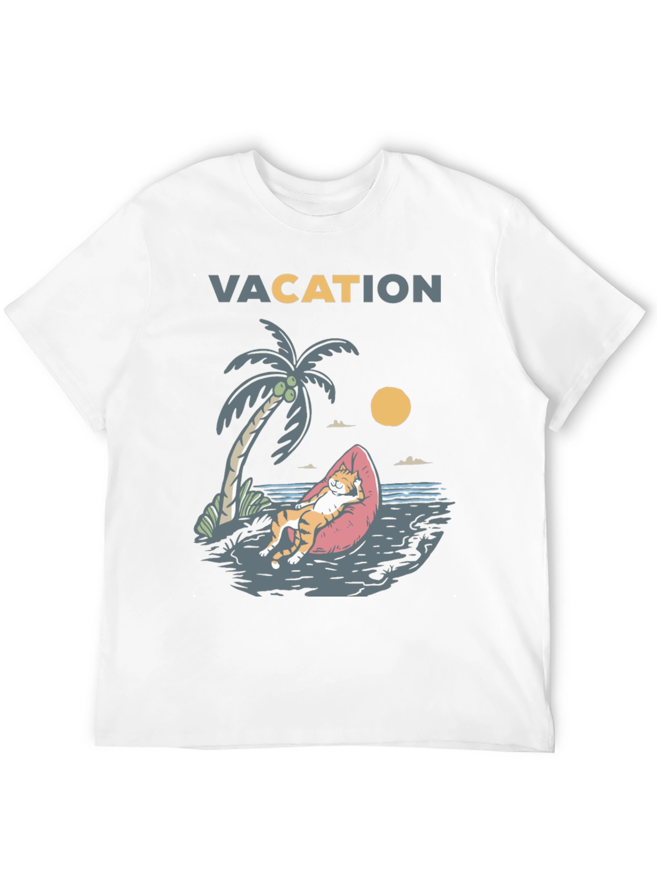 Vacation Cat Graphic T-Shirt - Relaxed Fit