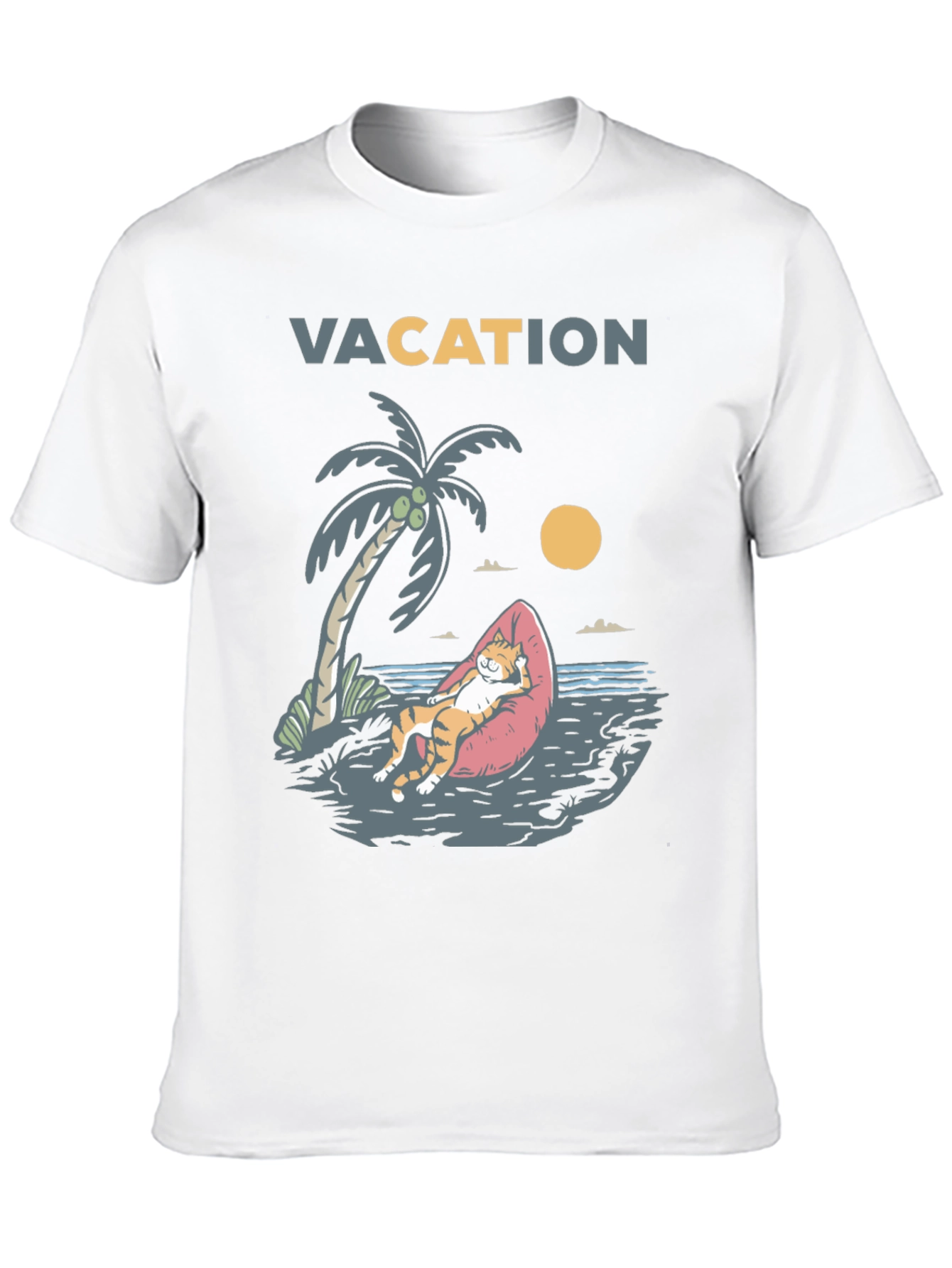 Vacation Cat Graphic T-Shirt - Relaxed Fit