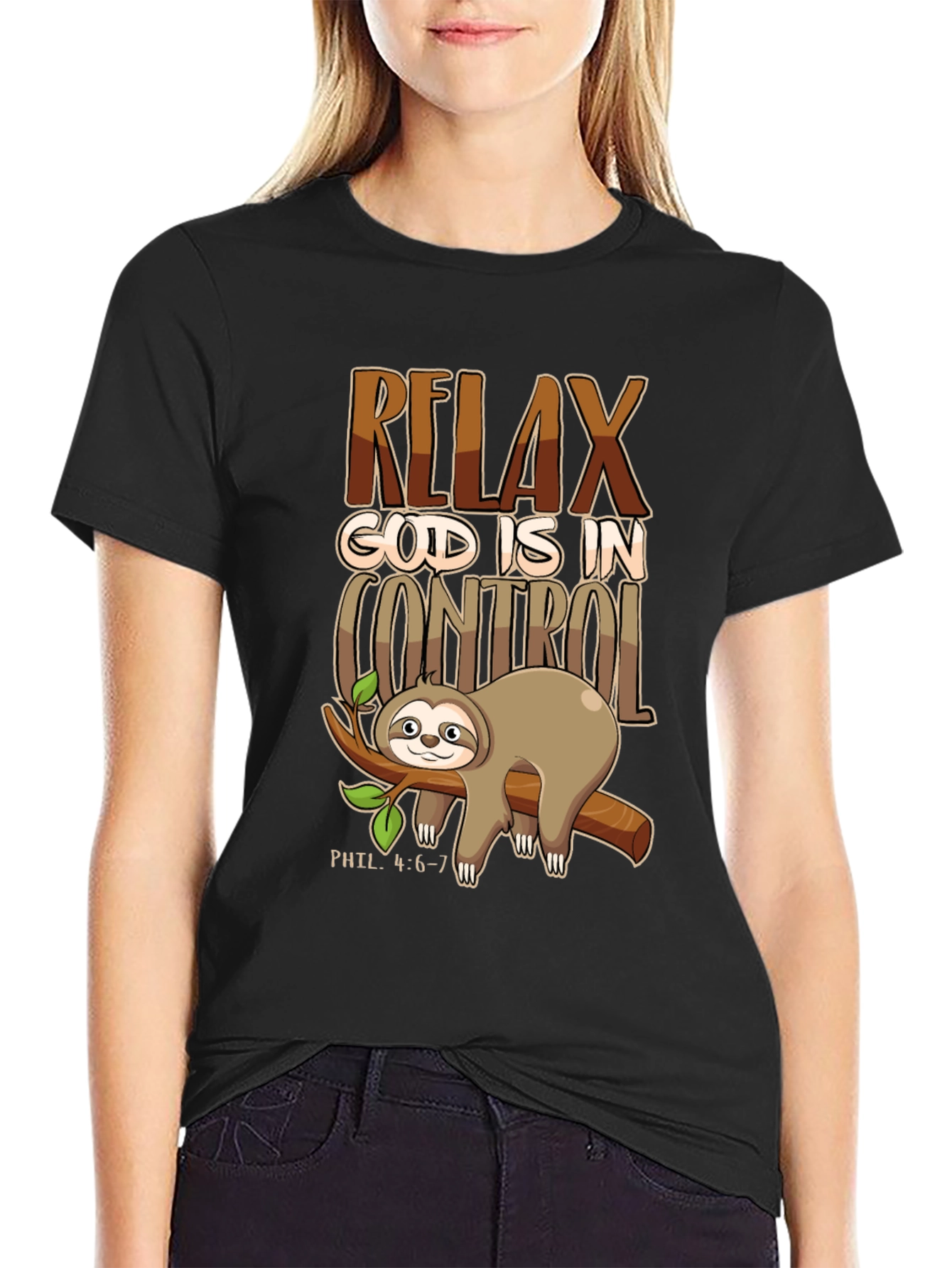Relax God Is In Control T-Shirt - Christian Sloth Tee