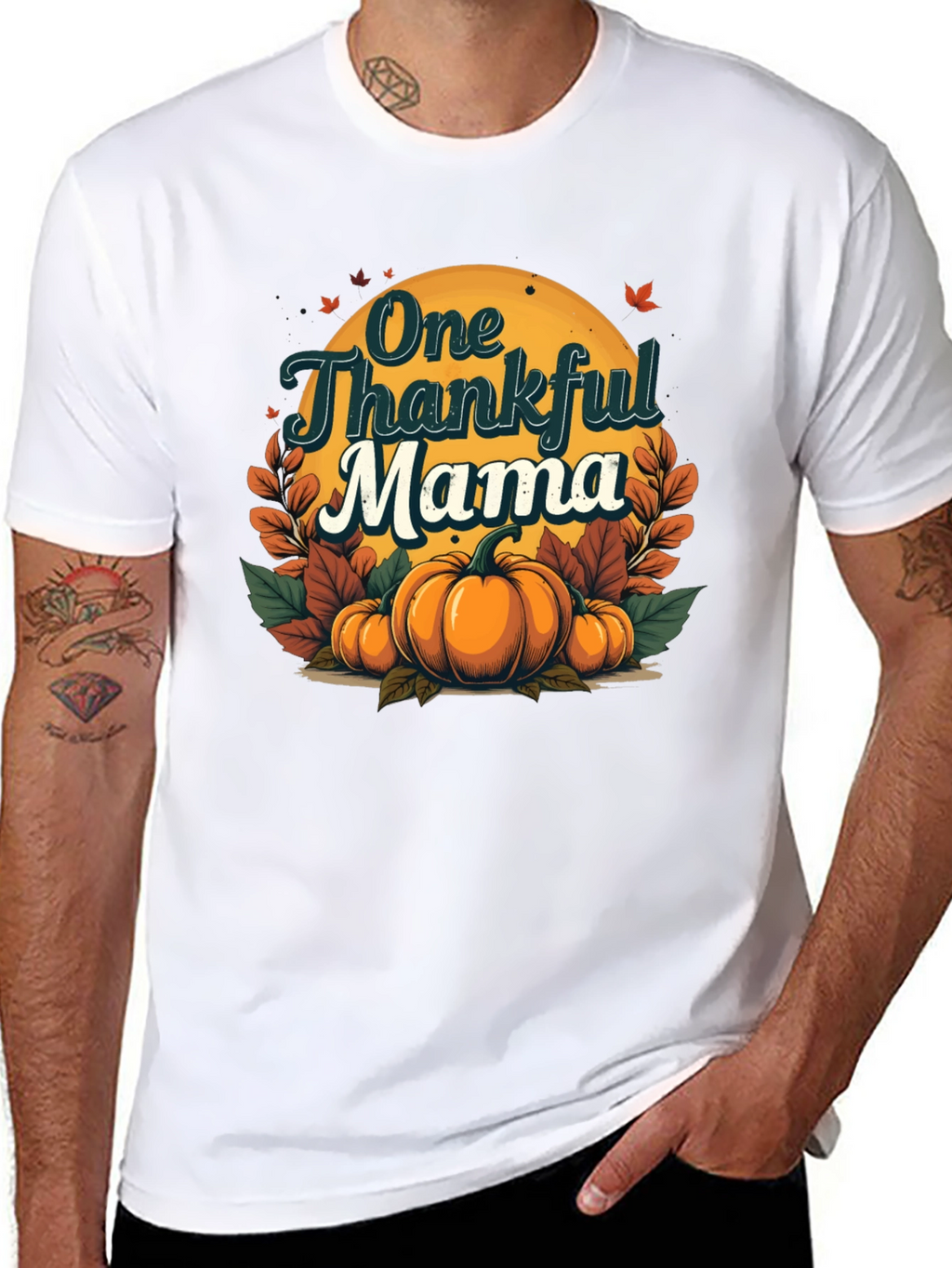 One Thankful Mama Pumpkin Fall T-Shirt