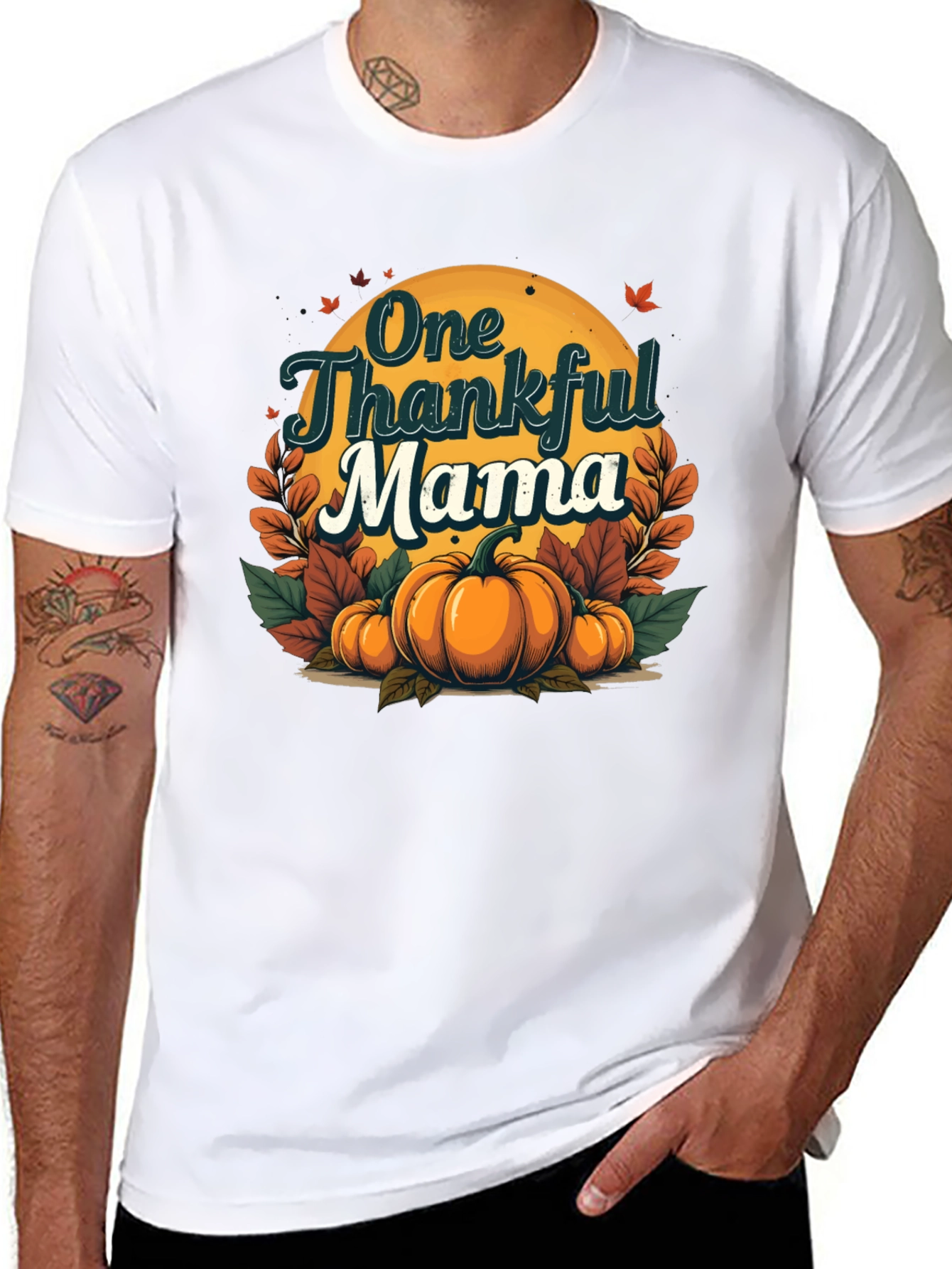One Thankful Mama Pumpkin Fall T-Shirt