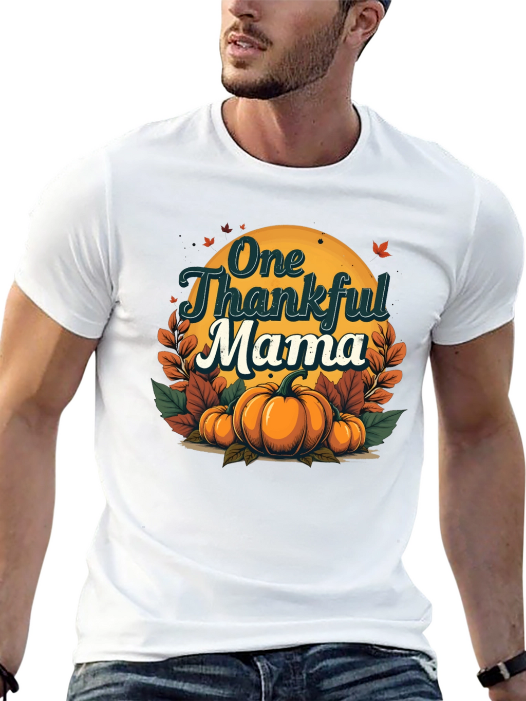One Thankful Mama Pumpkin Fall T-Shirt