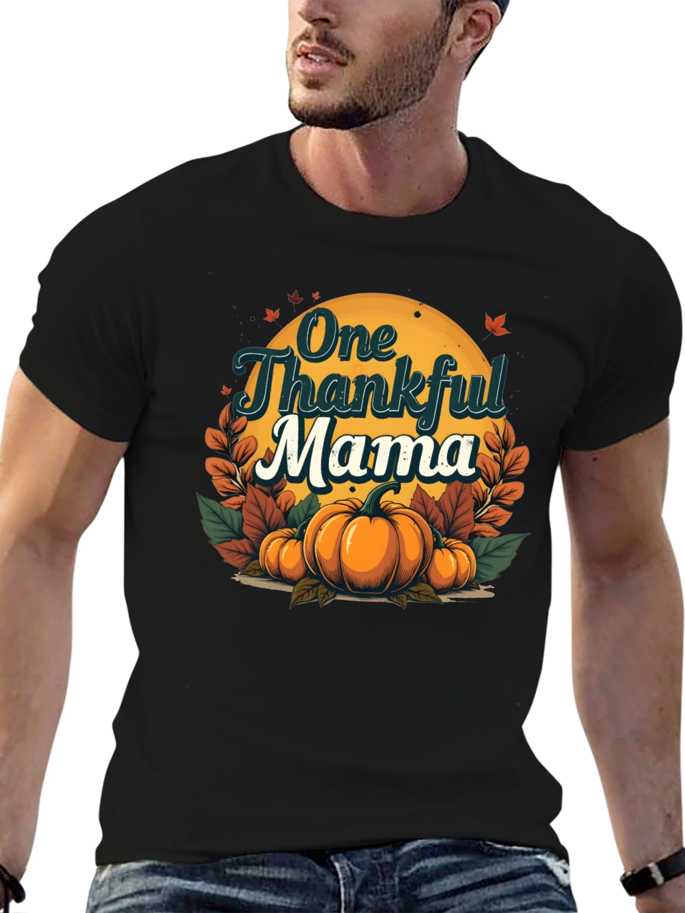 One Thankful Mama Pumpkin Fall T-Shirt