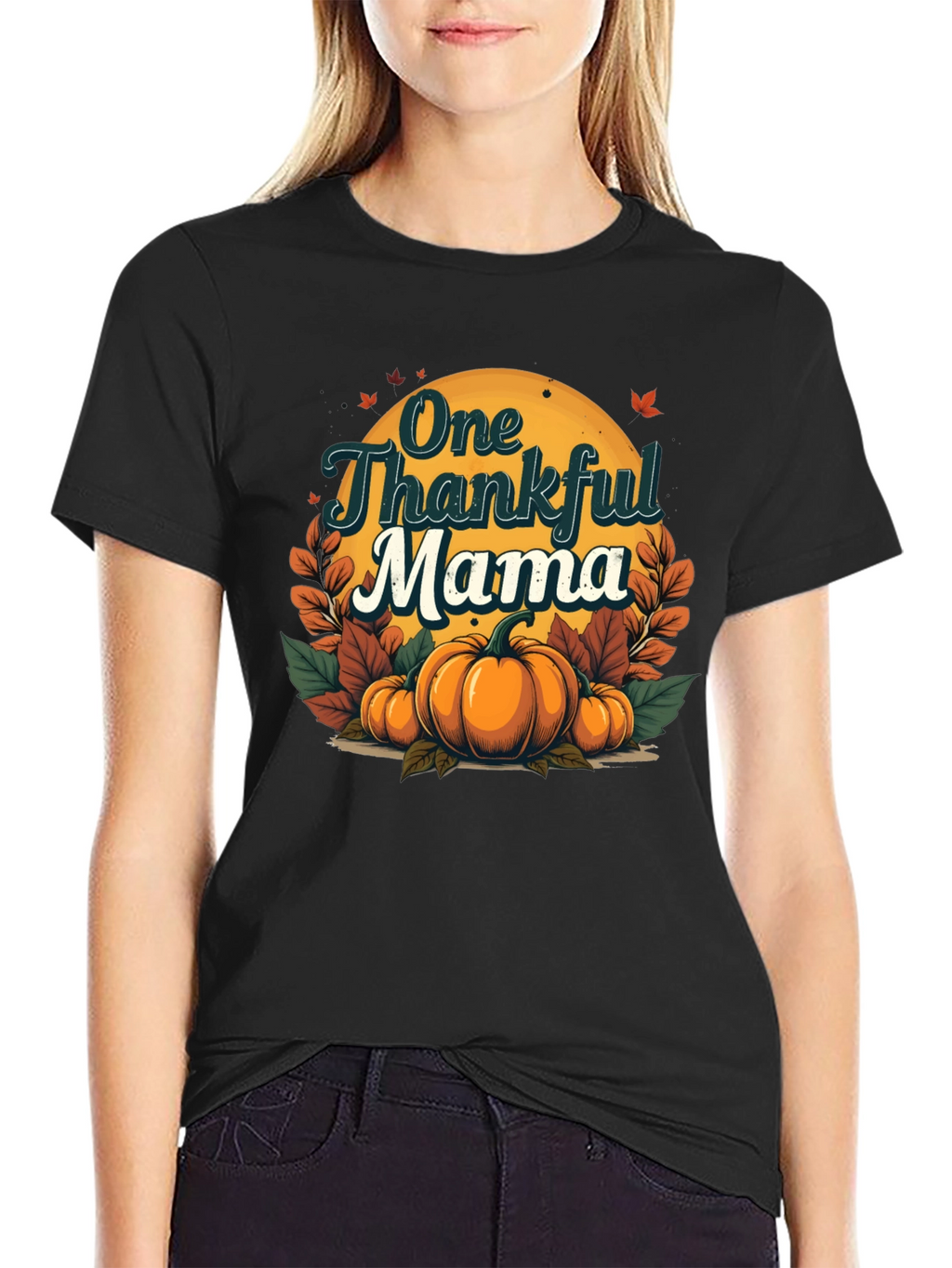 One Thankful Mama Pumpkin Fall T-Shirt