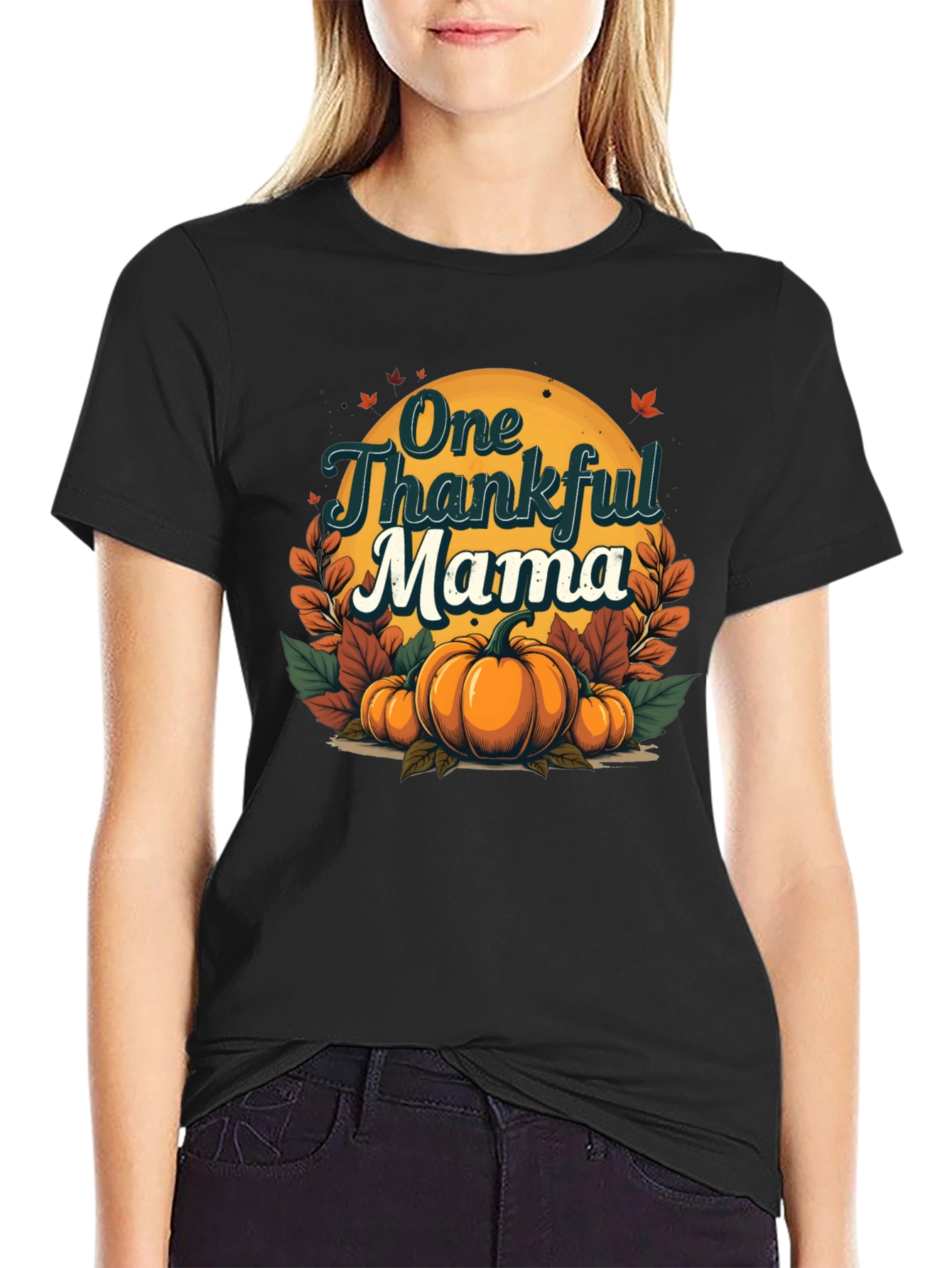 One Thankful Mama Pumpkin Fall T-Shirt
