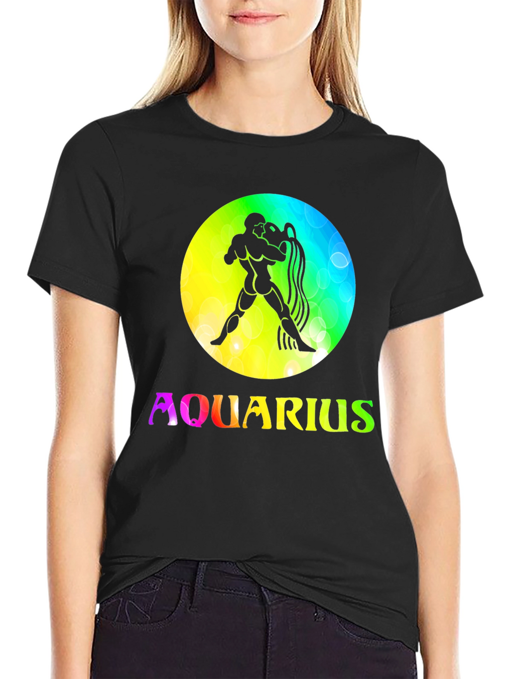 Aquarius Zodiac Sign T-Shirt - Black