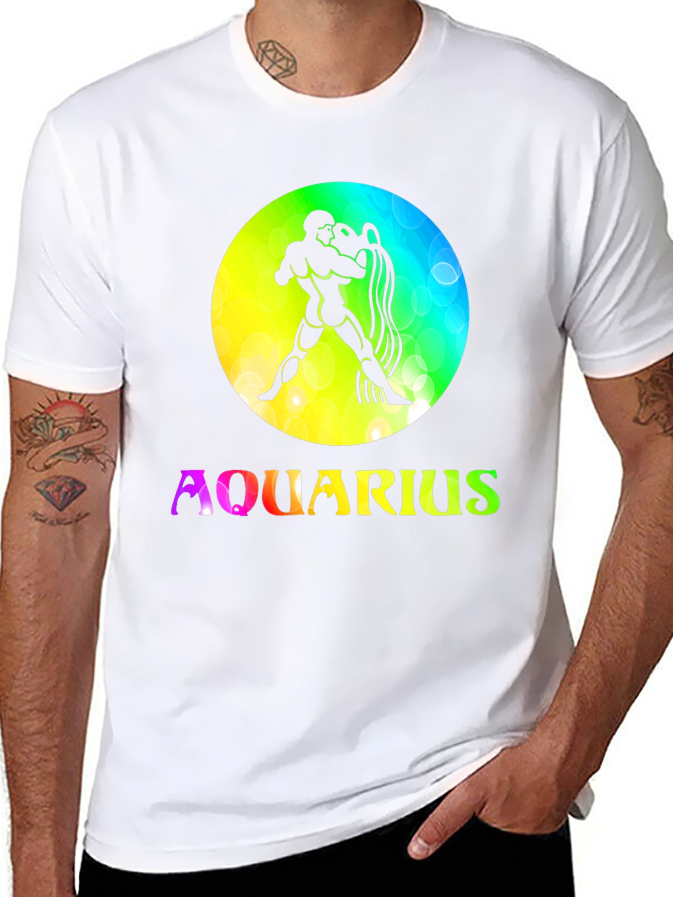 Aquarius Zodiac Sign T-Shirt - Black