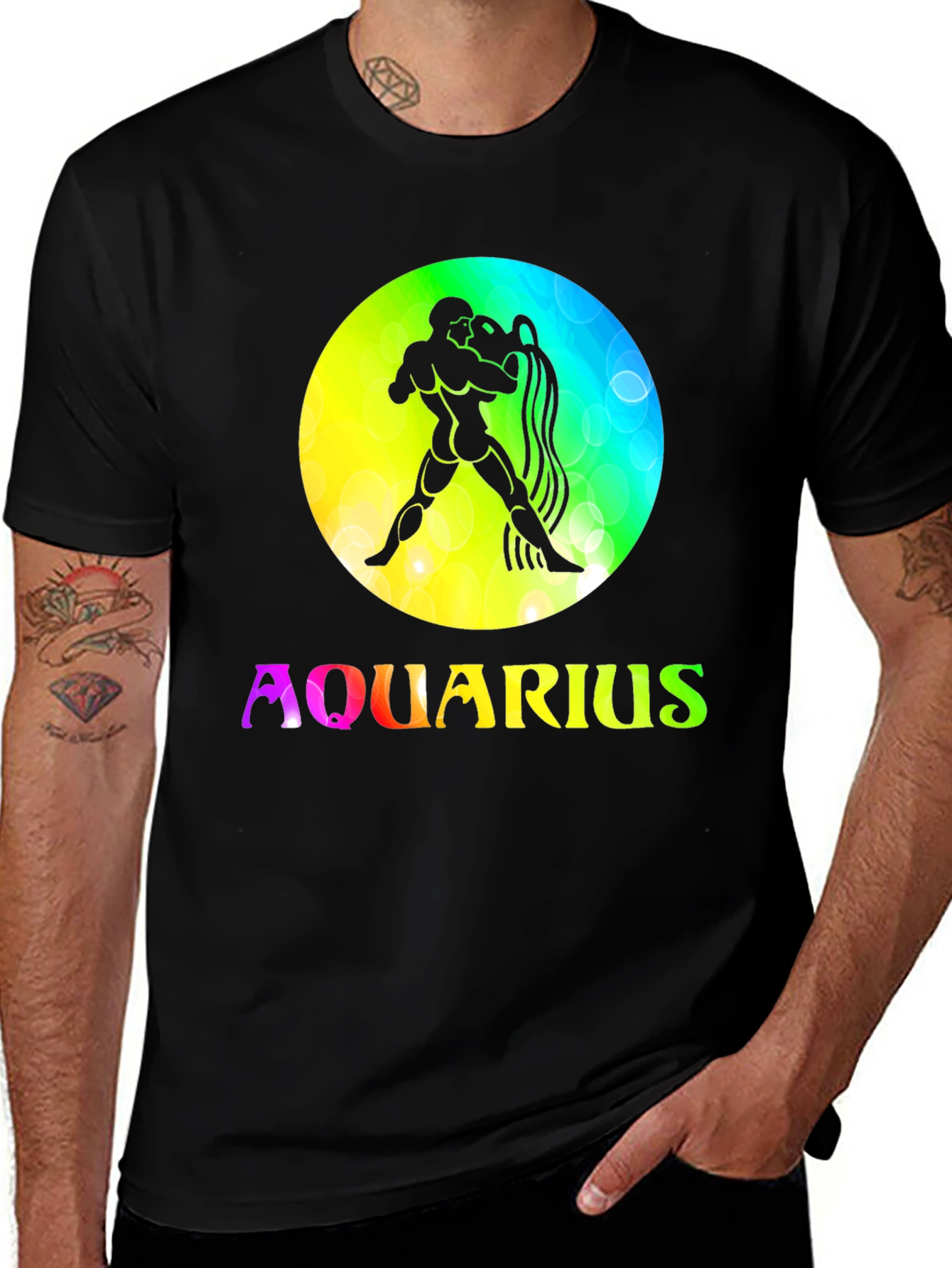 Aquarius Zodiac Sign T-Shirt - Black