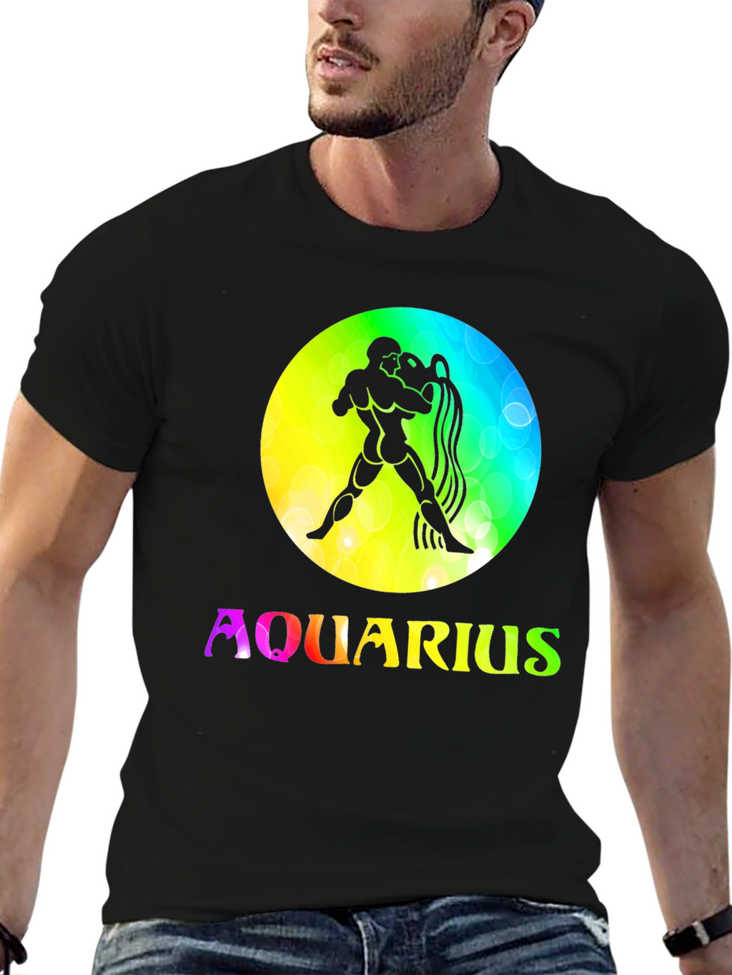 Aquarius Zodiac Sign T-Shirt - Black