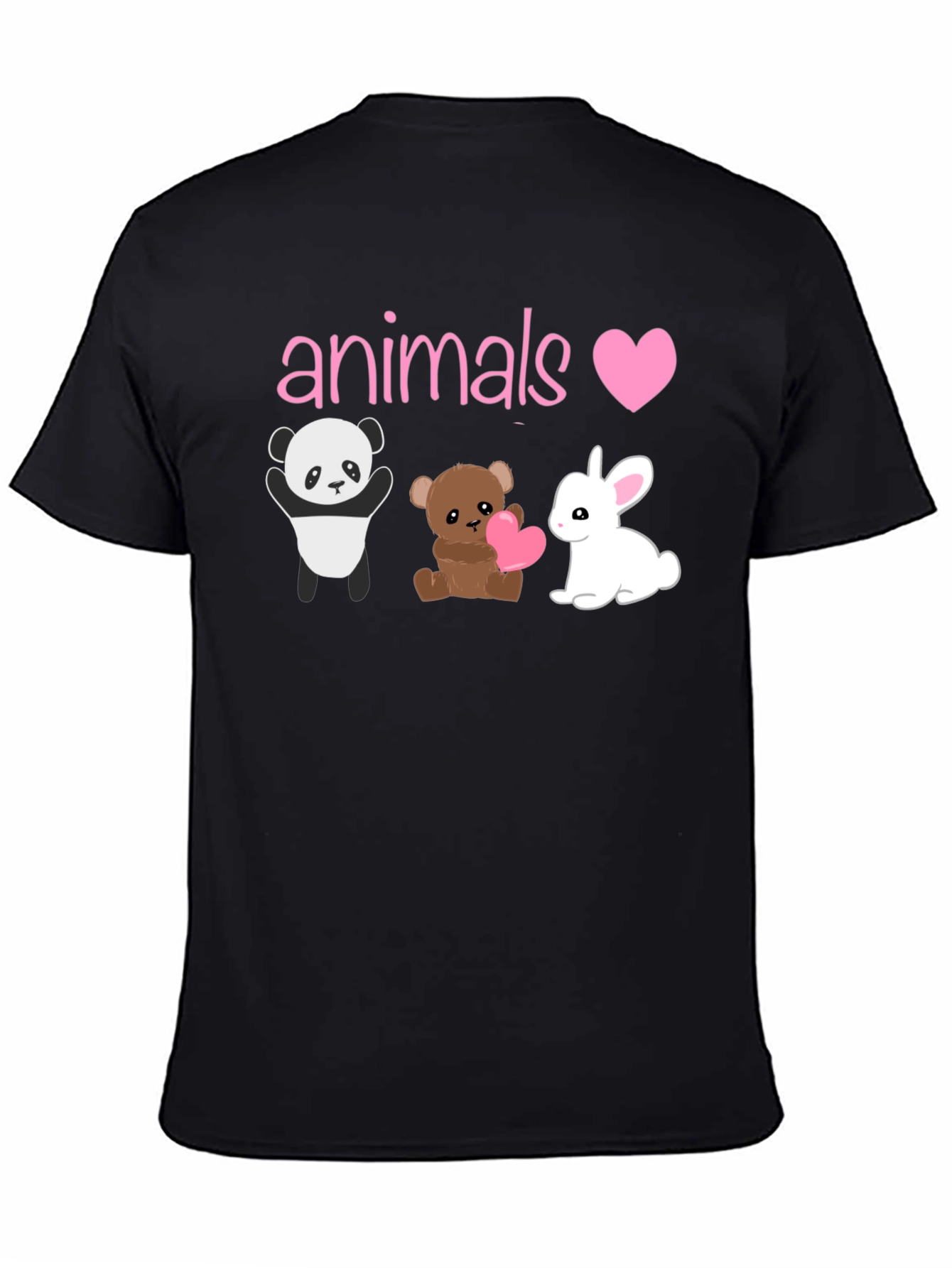 Animals Love T-Shirt: Panda Bear & Bunny Graphic Tee