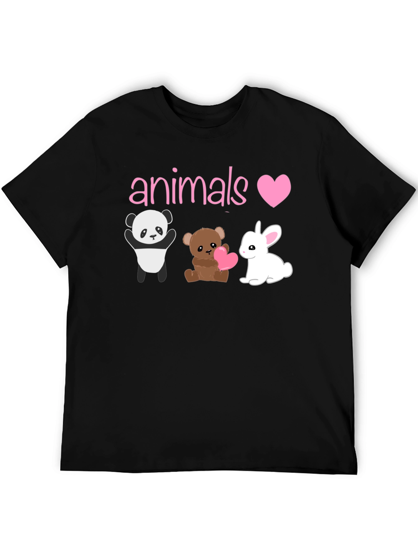 Animals Love T-Shirt: Panda Bear & Bunny Graphic Tee