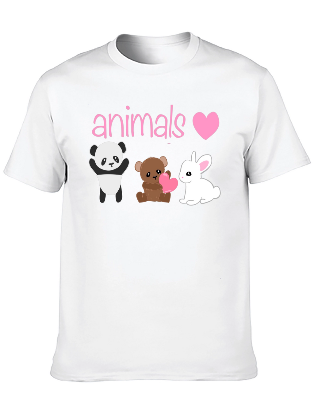 Animals Love T-Shirt: Panda Bear & Bunny Graphic Tee