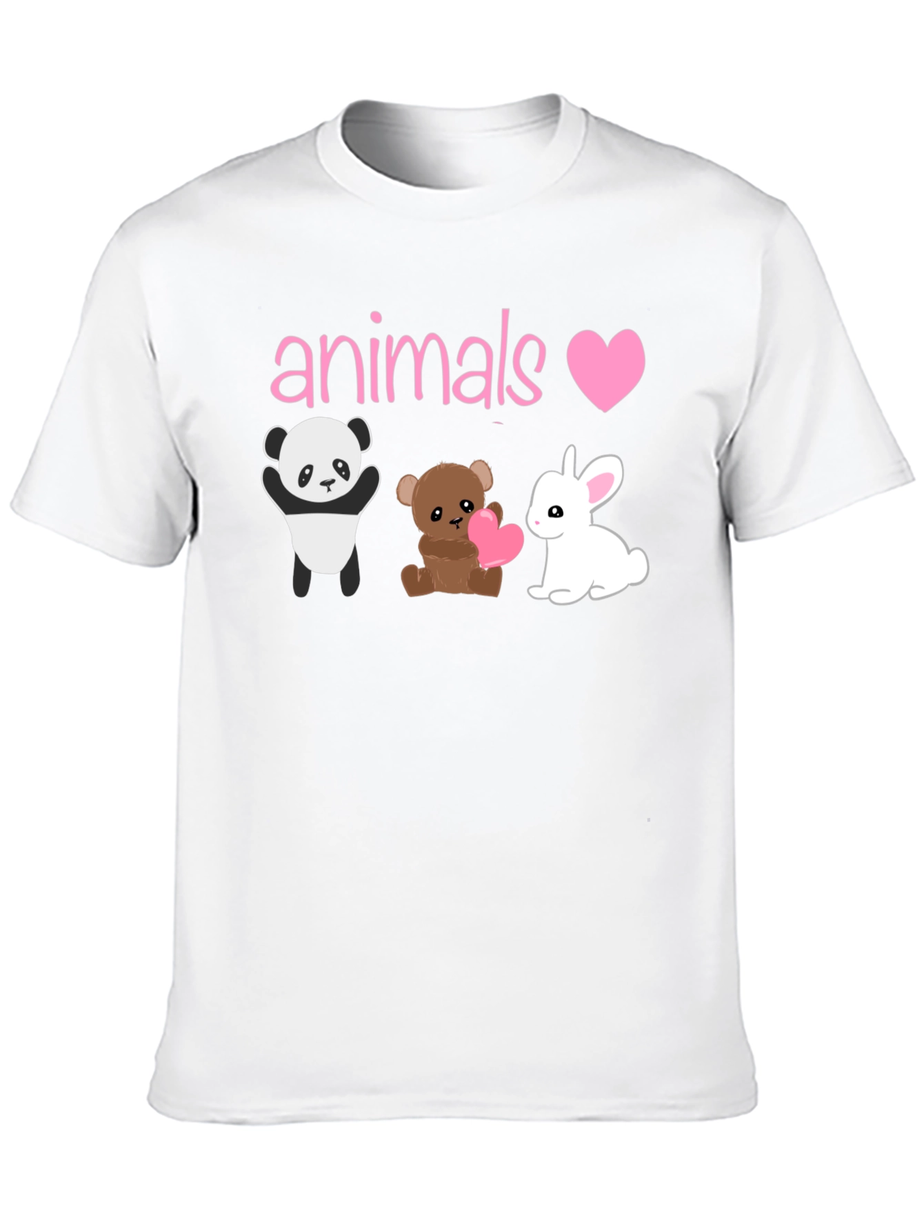 Animals Love T-Shirt: Panda Bear & Bunny Graphic Tee