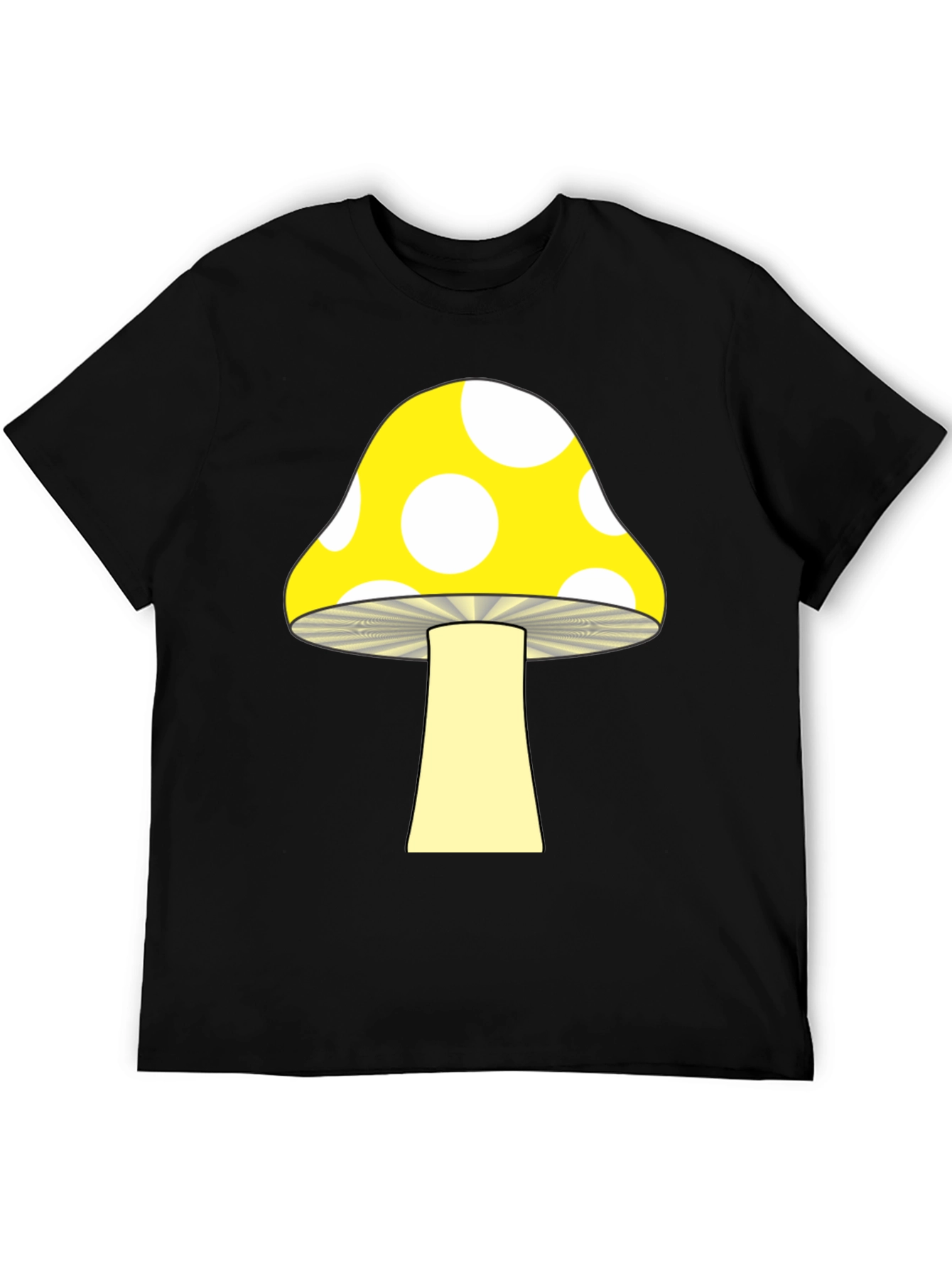 Mushroom Graphic Tee - Funky Black T-Shirt