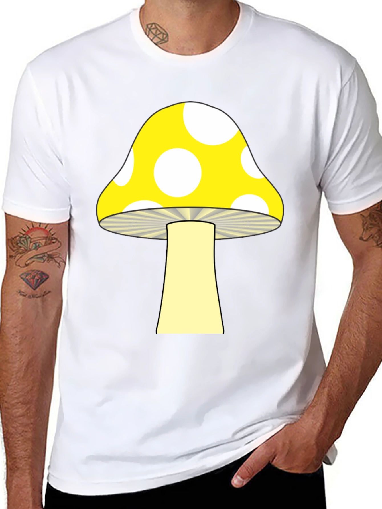 Mushroom Graphic Tee - Funky Black T-Shirt