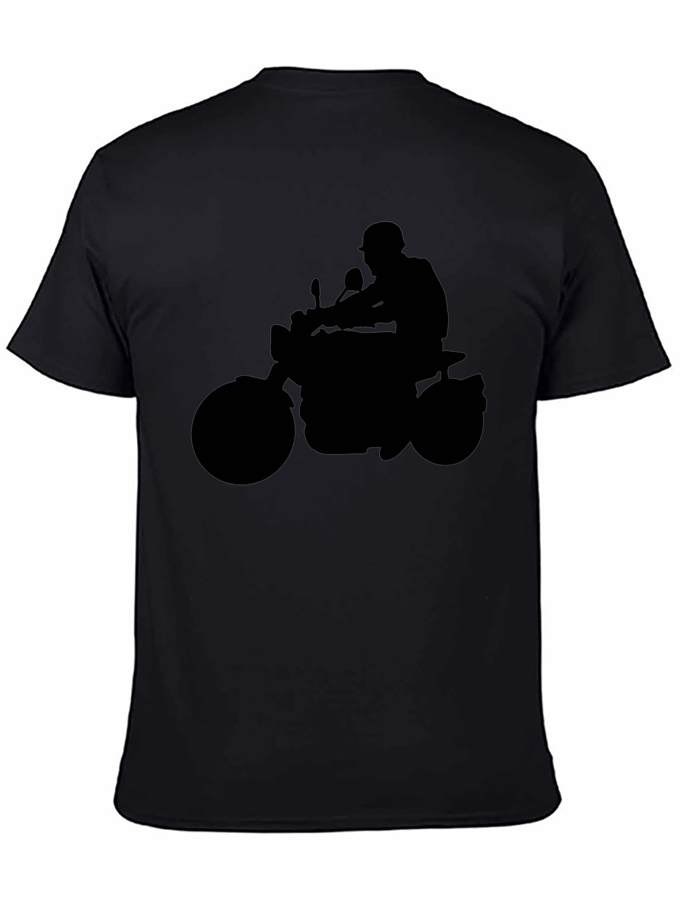 Motorcycle Rider Silhouette Graphic Tee - Black