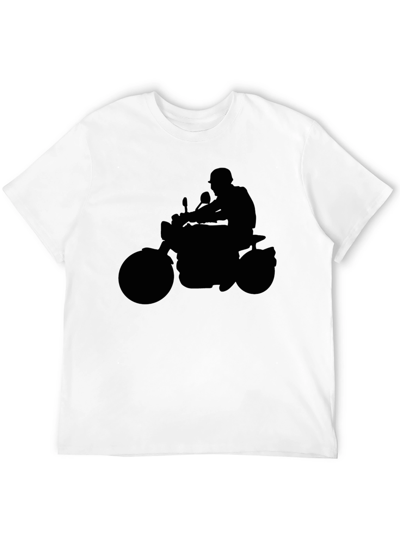 Motorcycle Rider Silhouette Graphic Tee - Black