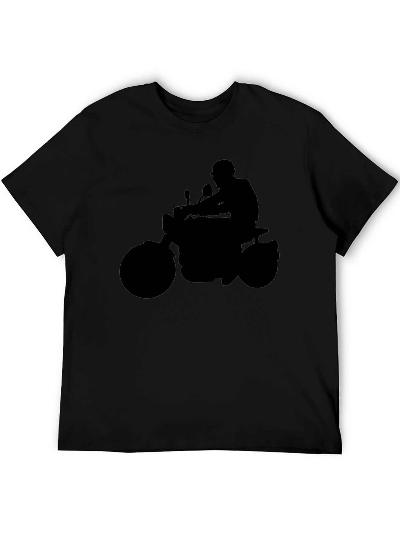 Motorcycle Rider Silhouette Graphic Tee - Black