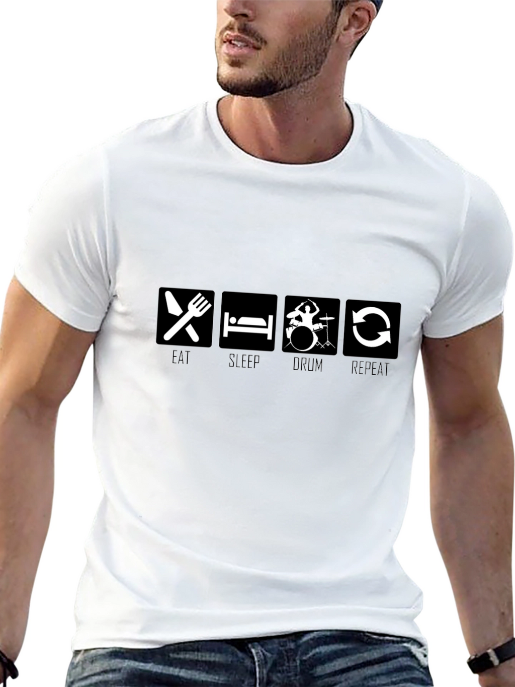 Eat Sleep Drum Repeat Black Graphic Tee