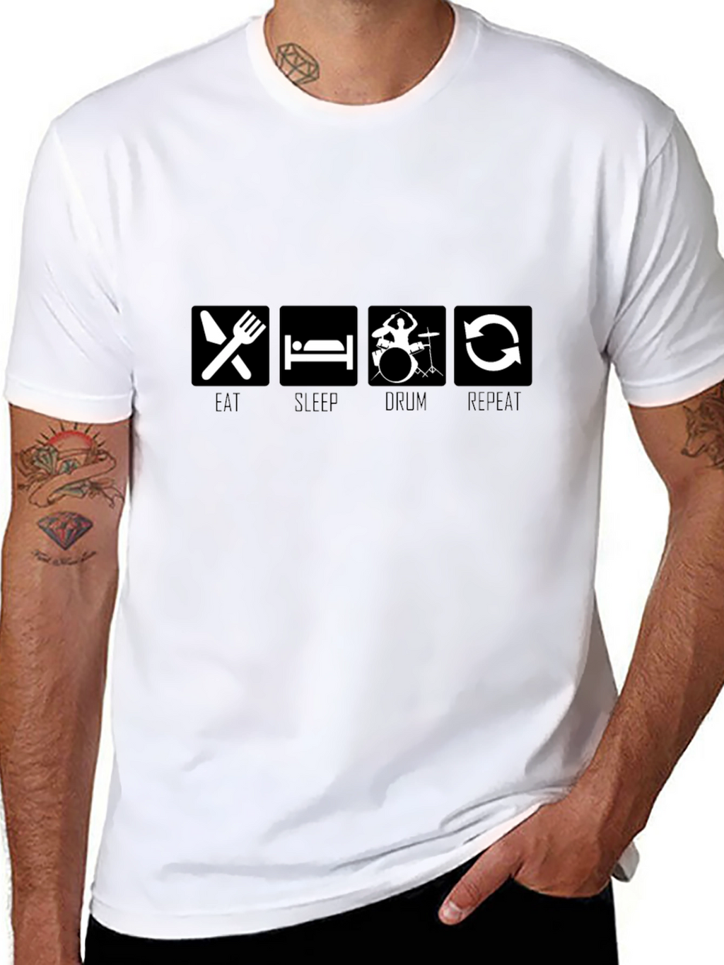 Eat Sleep Drum Repeat Black Graphic Tee