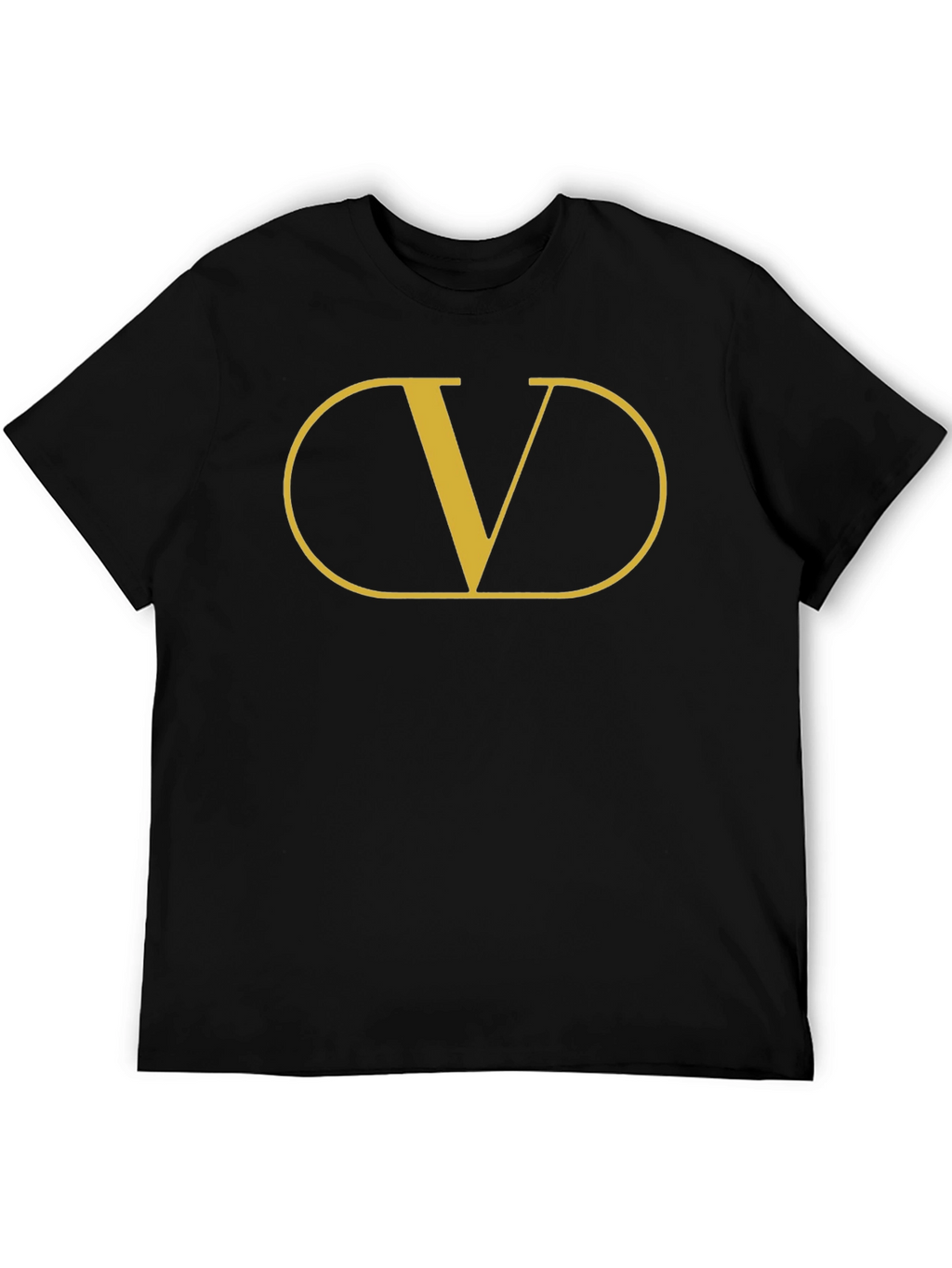 Mens Black T-Shirt with Gold V Graphic