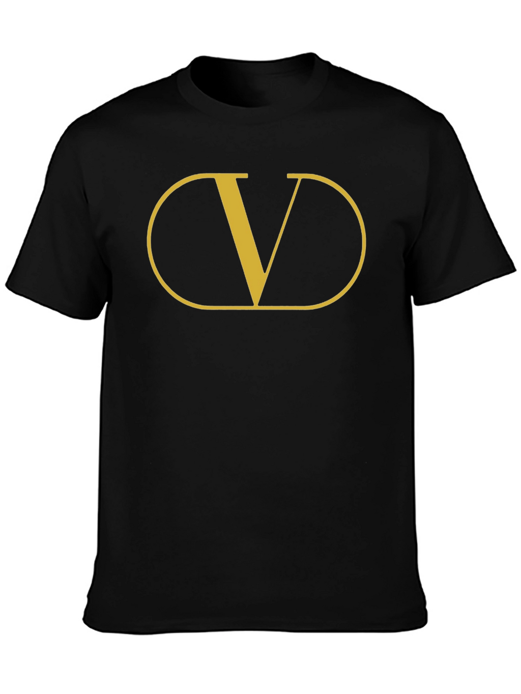 Mens Black T-Shirt with Gold V Graphic