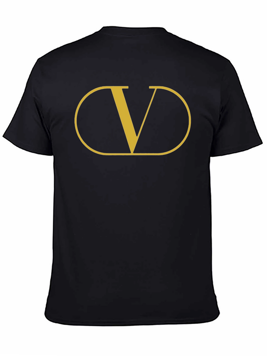 Mens Black T-Shirt with Gold V Graphic
