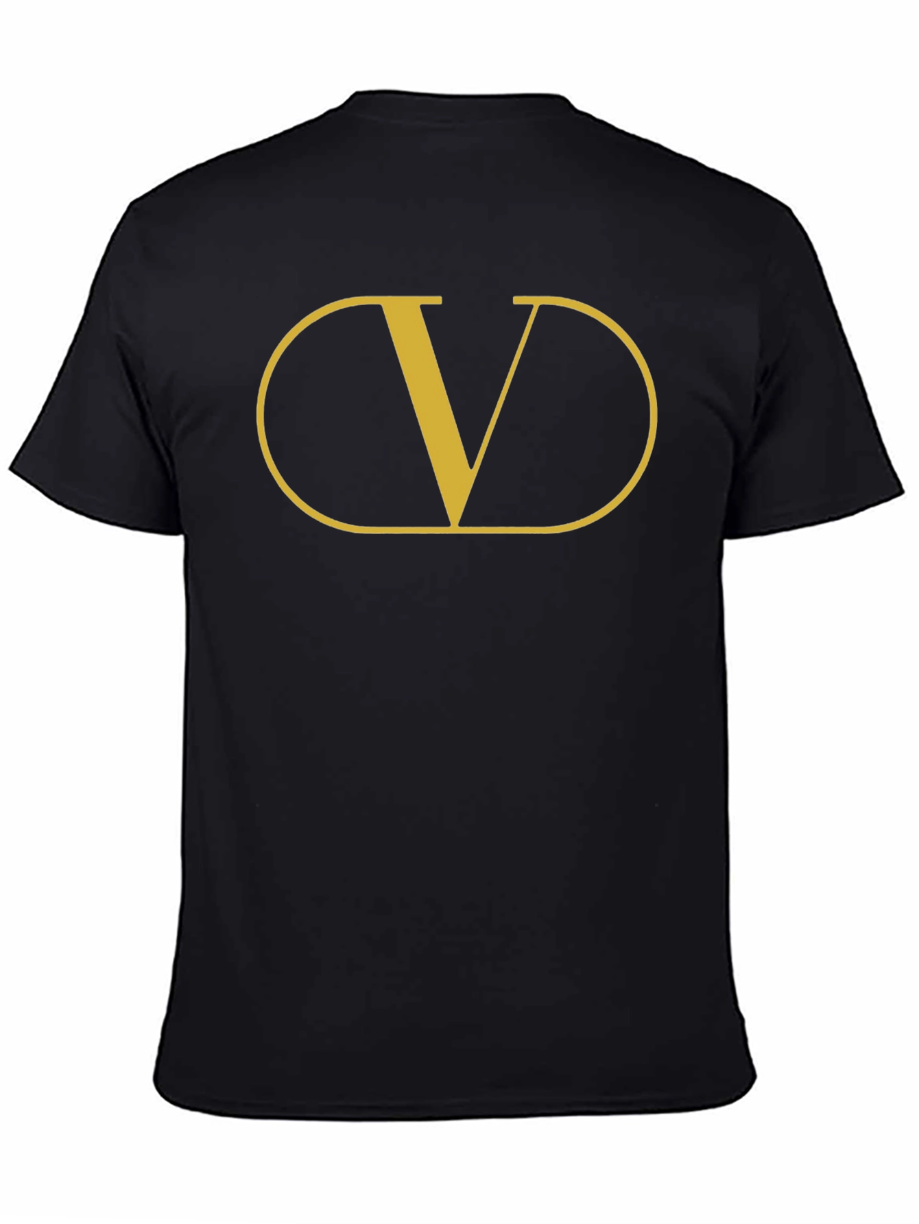 Mens Black T-Shirt with Gold V Graphic