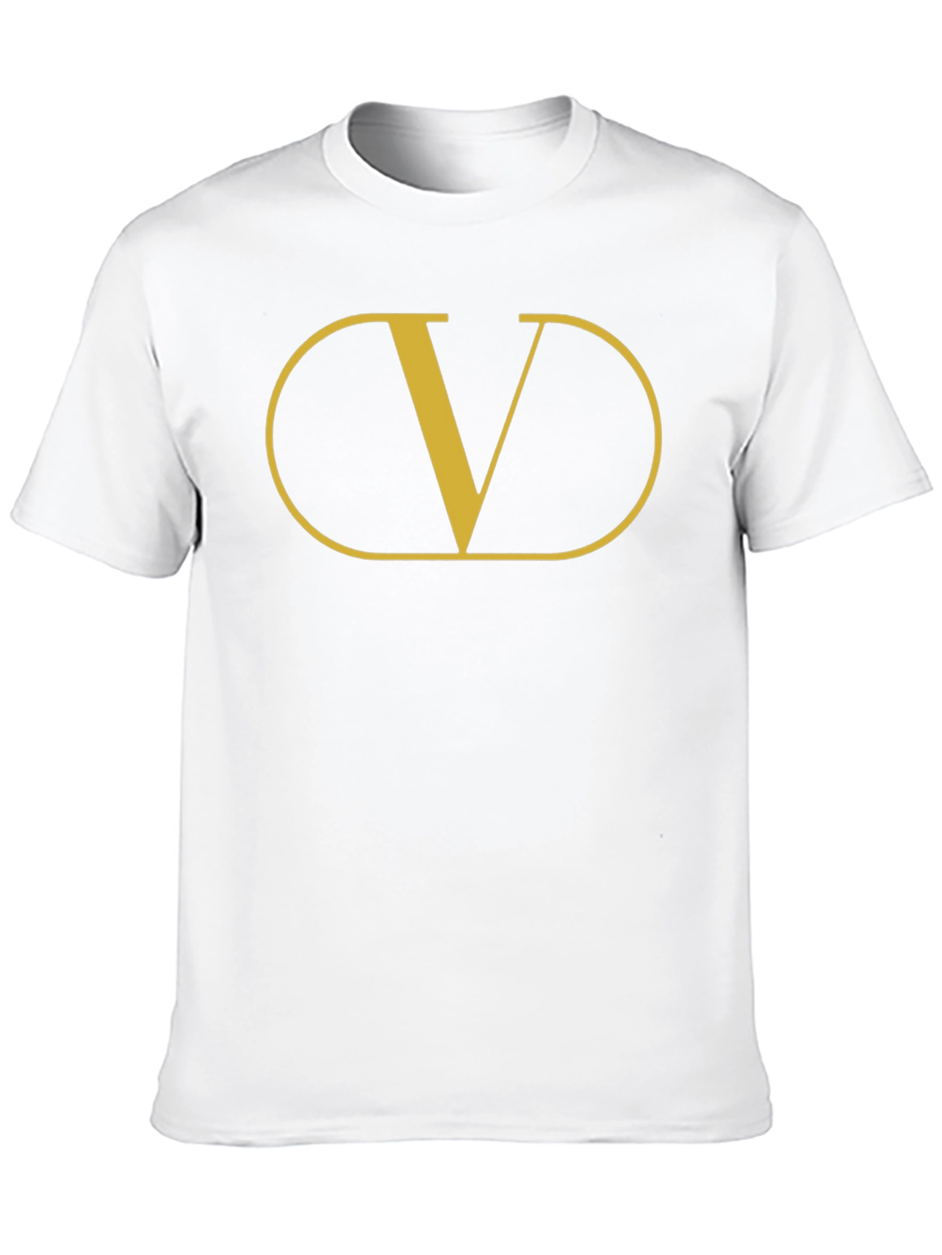 Mens Black T-Shirt with Gold V Graphic