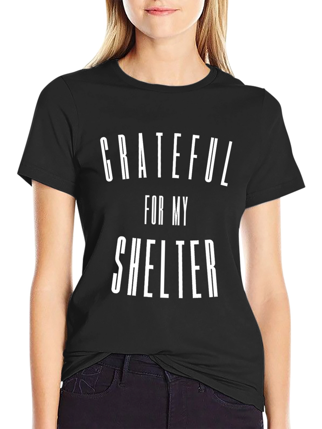 Grateful for My Shelter Graphic T-Shirt Black Tee
