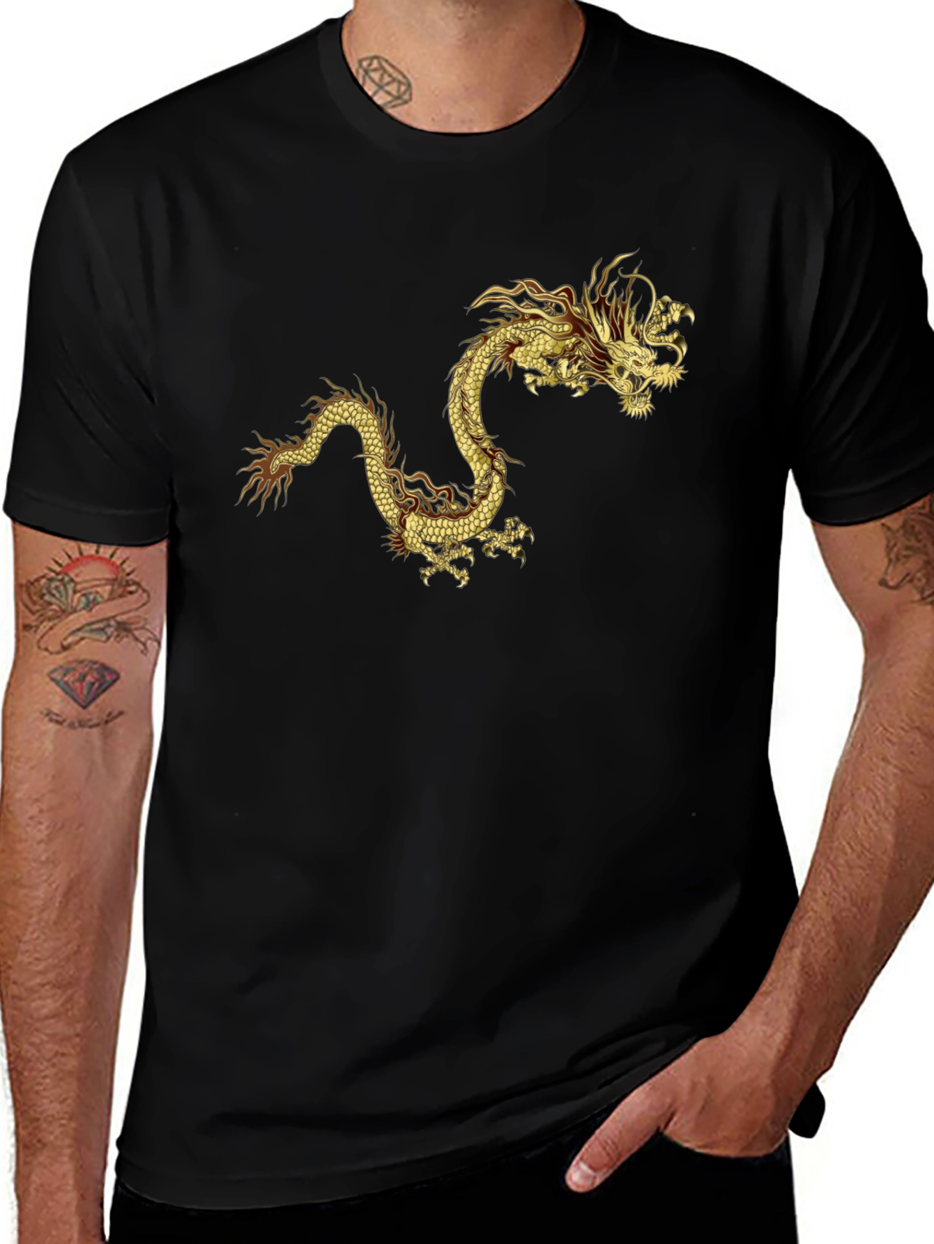 Golden Dragon Graphic Tee - Bold Statement