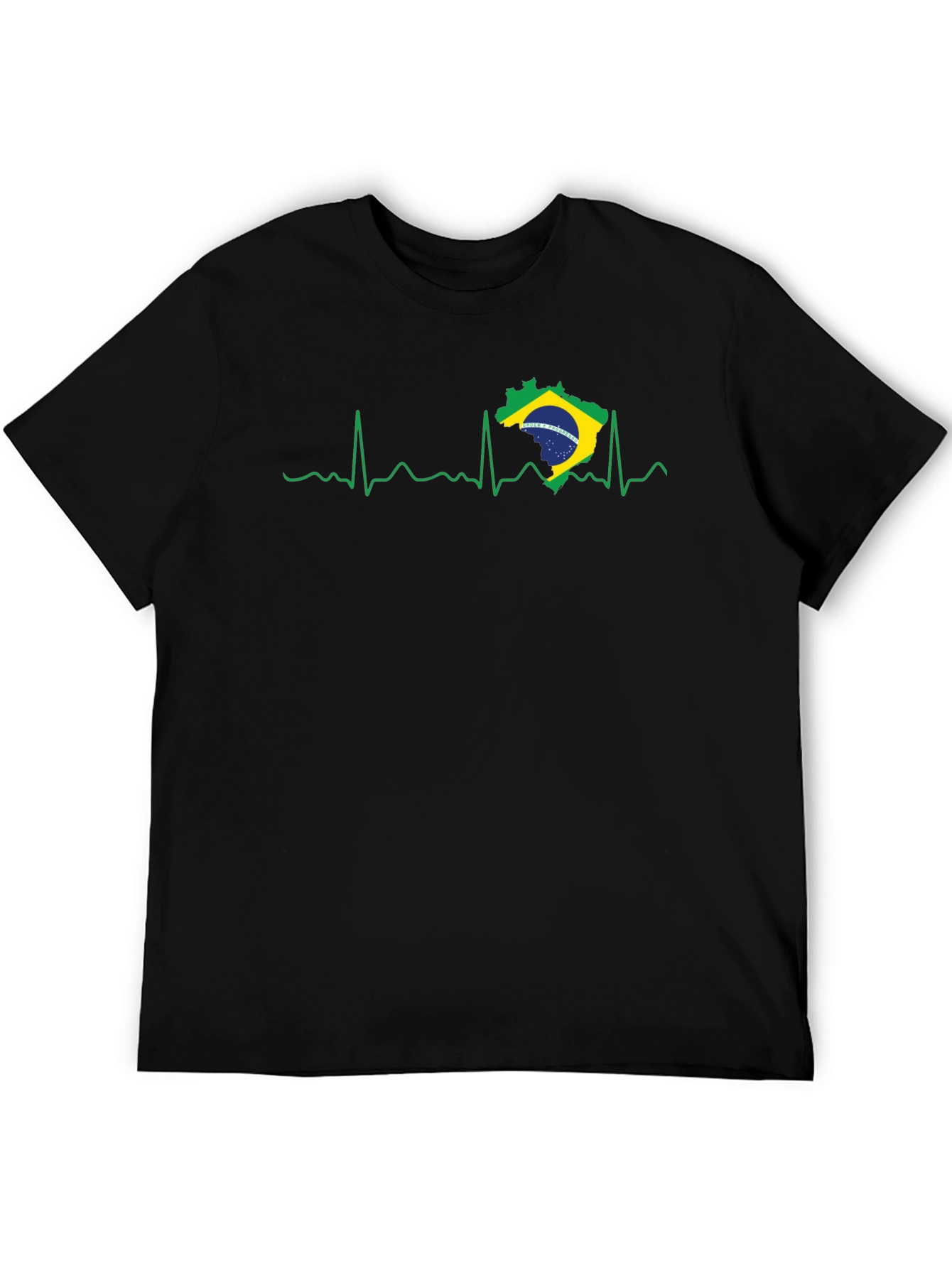 Brazil Heartbeat T-Shirt - Black Graphic Tee