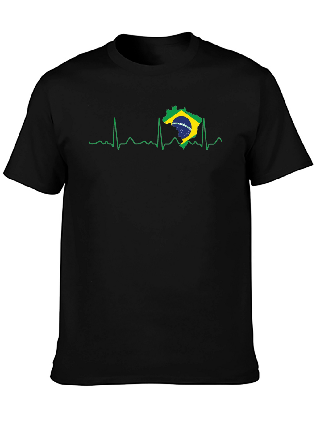 Brazil Heartbeat T-Shirt - Black Graphic Tee