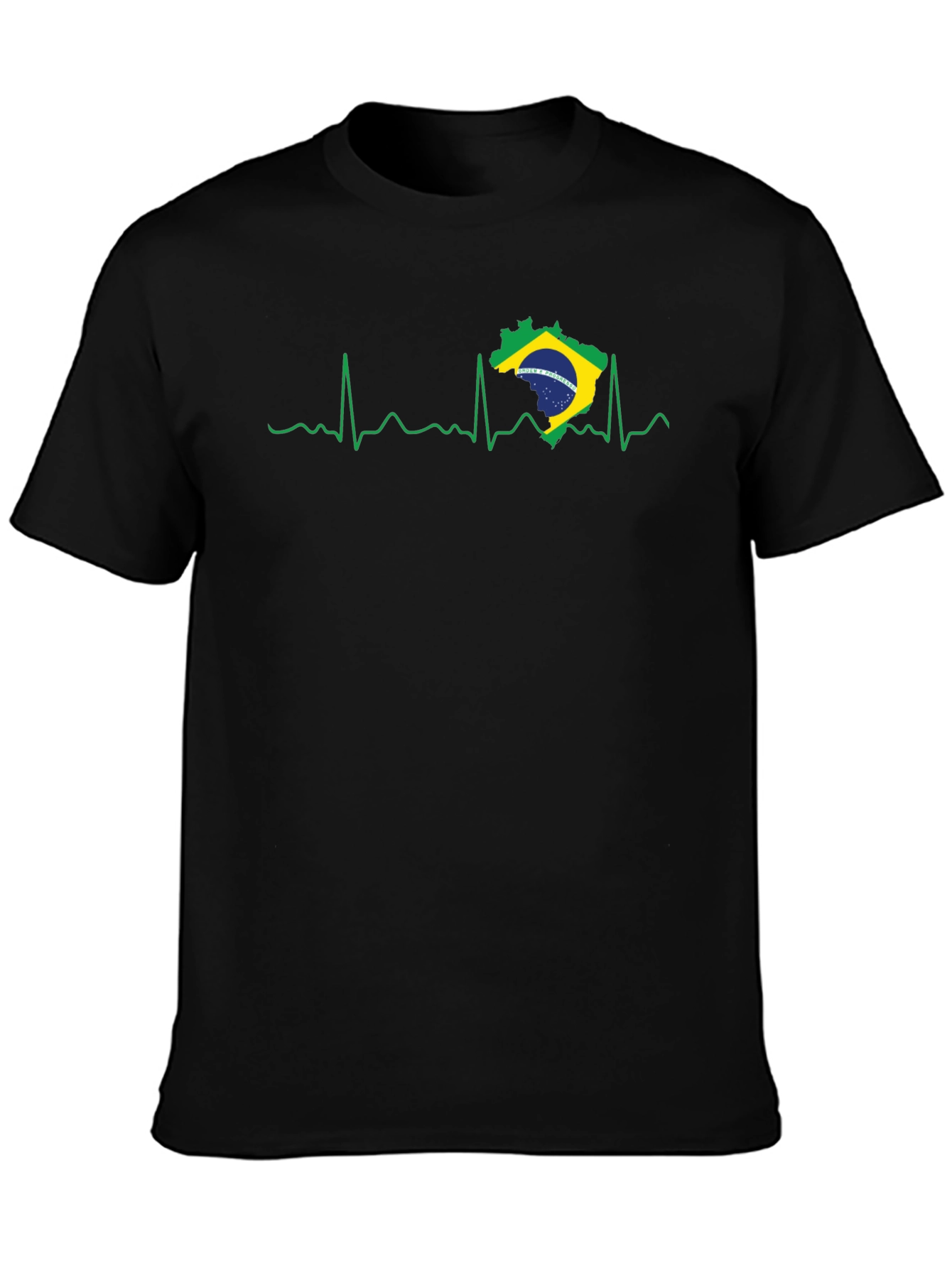 Brazil Heartbeat T-Shirt - Black Graphic Tee