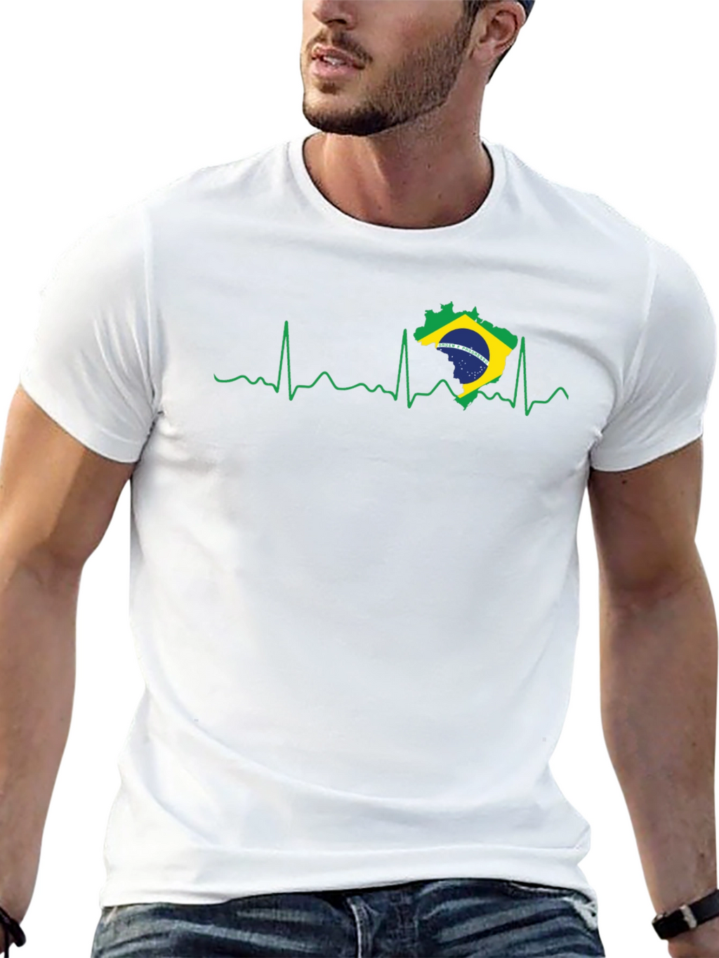 Brazil Heartbeat T-Shirt - Black Graphic Tee